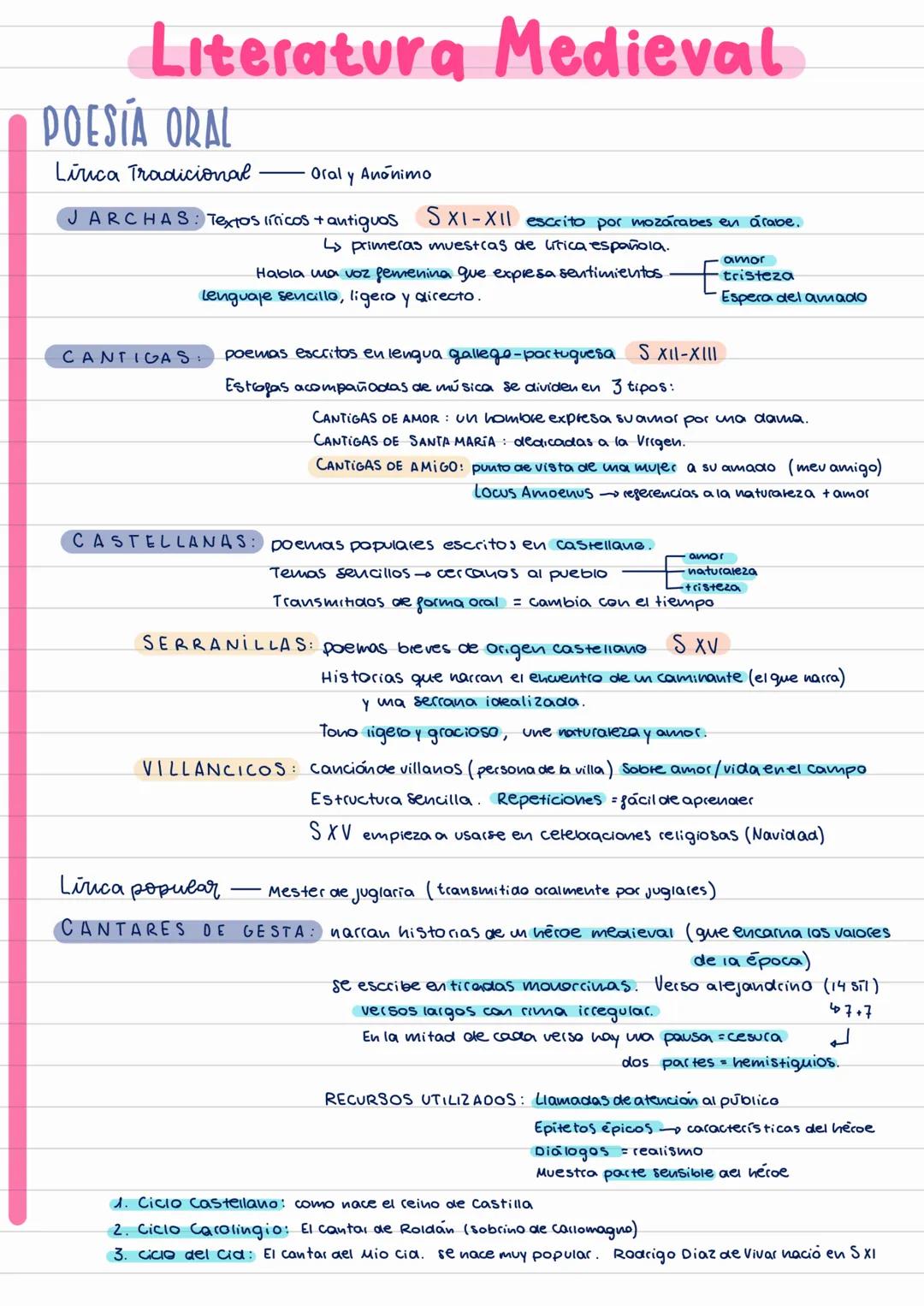 # Literatura Medieval
## POESÍA ORAL
Lirica Tradicional - Oral y Anónimo
JARCHAS: Textos línicos + antiguos SXI-XII escrito por mozárabes