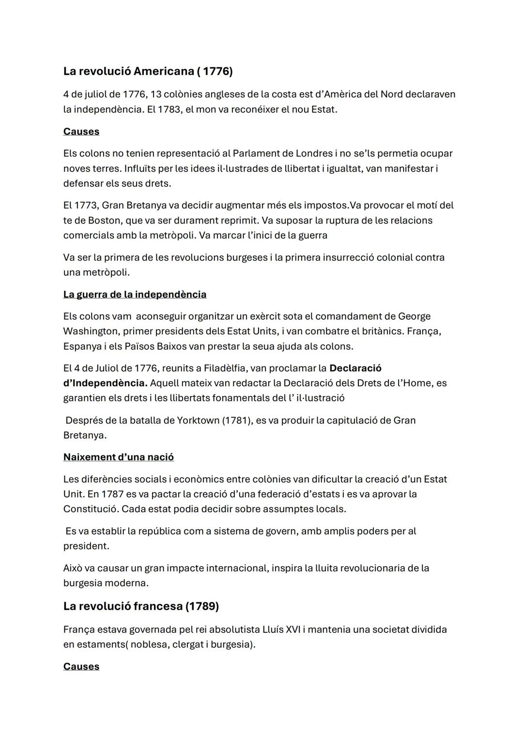 Revolución Americana y Francesa (valenciano)