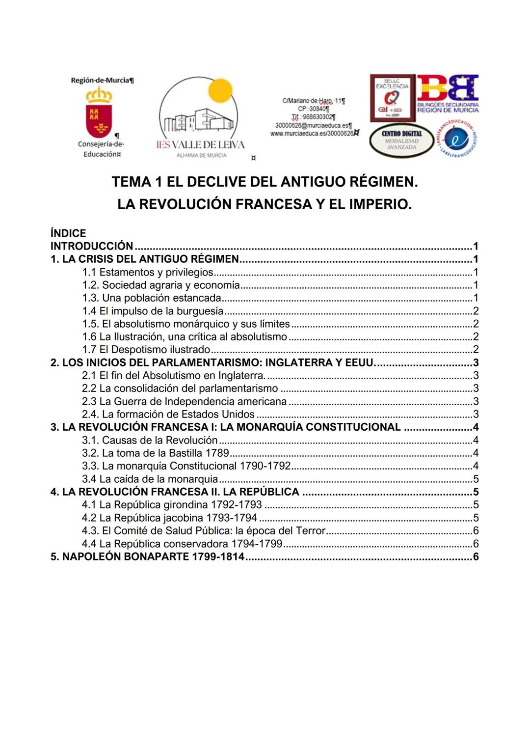 # INTRODUCCIÓN
A finales del S. XVIII, la Europa del Antiguo régimen estaba en crisis. Una serie de cambios
económicos, sociales, políticos