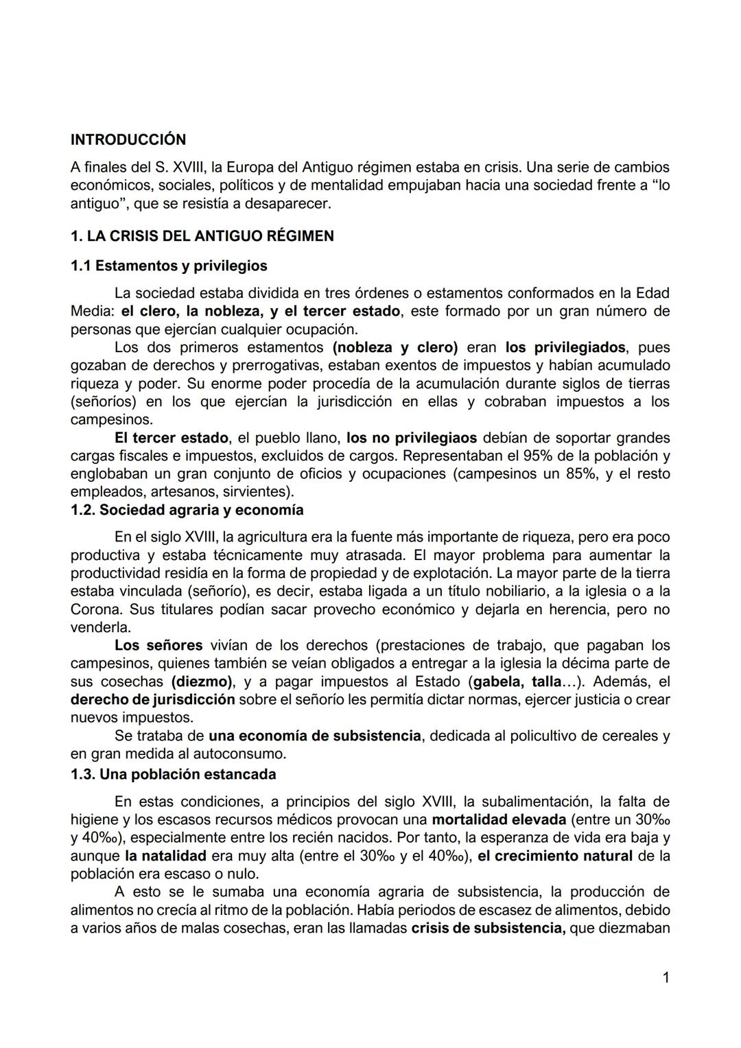 # INTRODUCCIÓN
A finales del S. XVIII, la Europa del Antiguo régimen estaba en crisis. Una serie de cambios
económicos, sociales, políticos