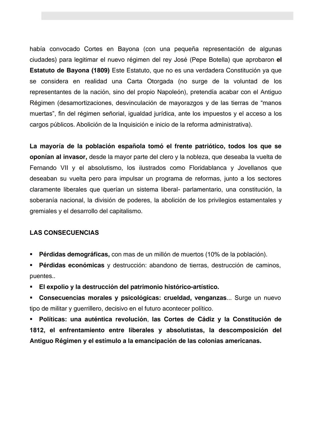 # LA GUERRA DE LA INDEPENDENCIA: CAUSAS, DESARROLLO Y CONSECUENCIAS
## CAUSAS
Las causas de la Guerra se producen dentro del proceso gener