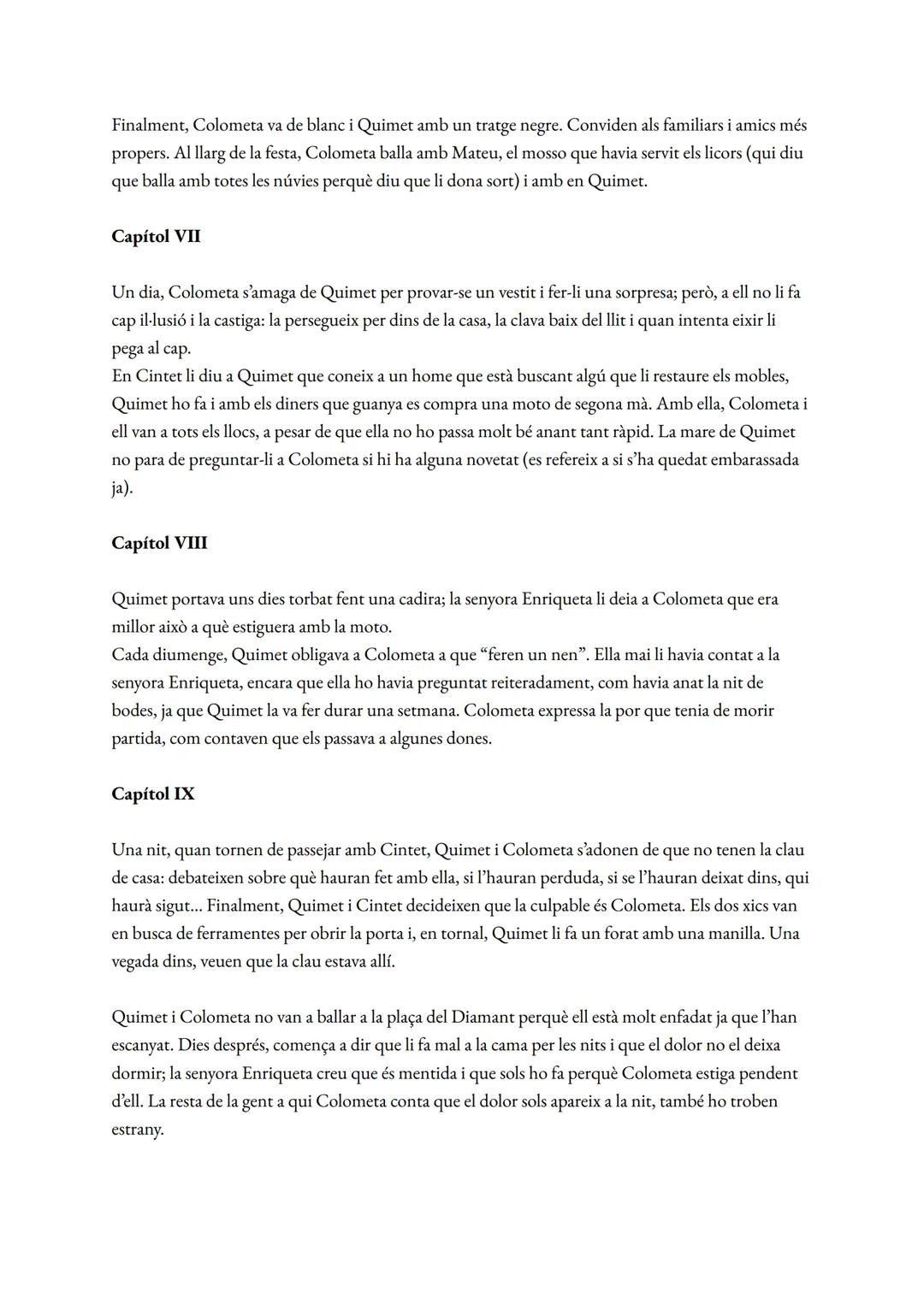 # La plaça del diamant
Mercè Rodoreda
personatges
1. Natàlia/Colometa
2. Quimet
3. Julieta: amiga de Colometa, encarregada de colònies de