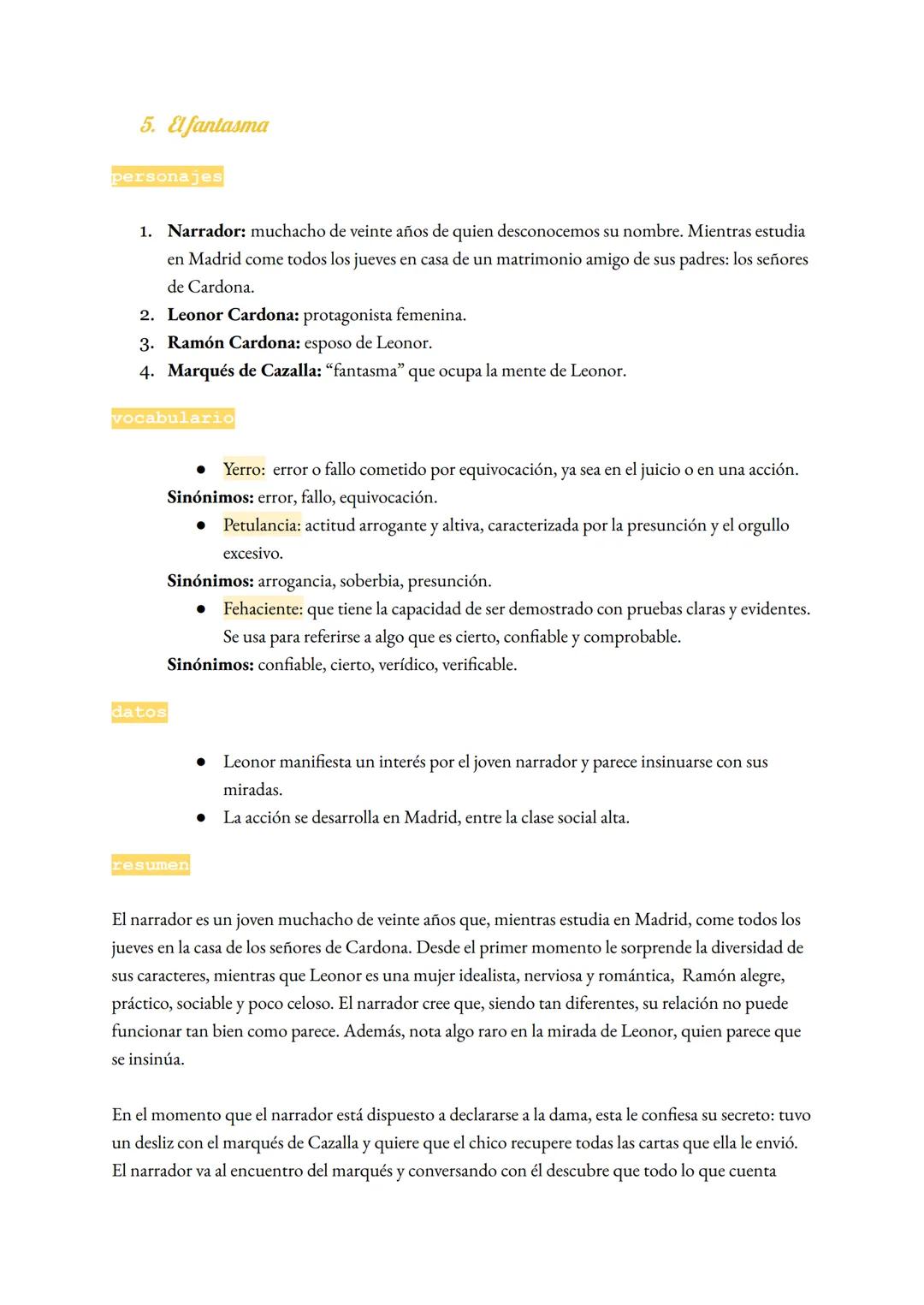# Antología de cuentos
Emilia Pardo Bazán
1. El mechón blanco
personajes
1. La generala: esposa del general y protagonista del cuento.
2.