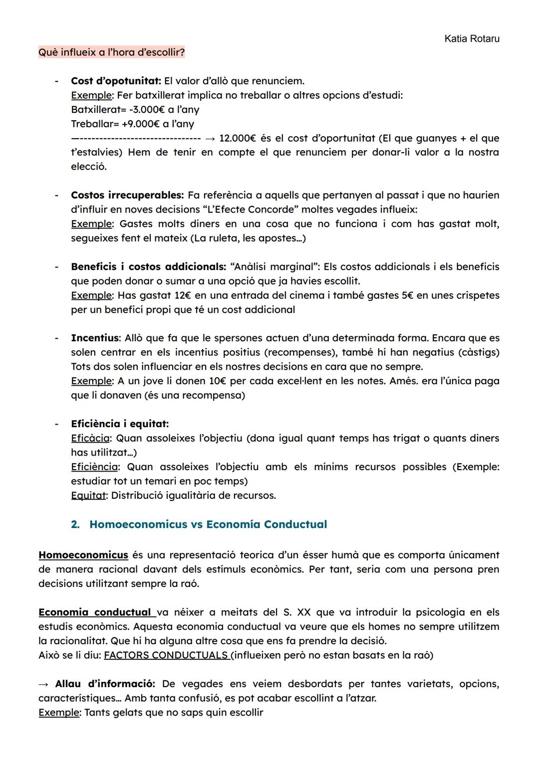 ECONOMΙΑ:
BLOC: LES DECISIONS ECONÒMIQUES
ÍNDEX:
1) Concepte d'Economia
1.1) Factors que influeixen en les decisions econòmiques
2) Homoeco