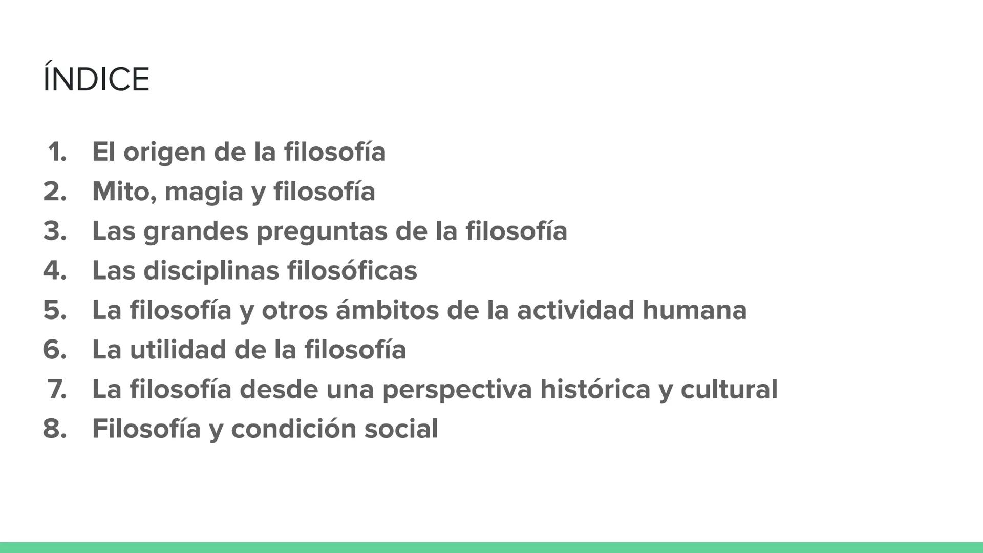 # UD1. INTRODUCCIÓN A LA
FILOSOFÍA
I. EL SABER FILOSÓFICO # ÍNDICE
1. El origen de la filosofía
2. Mito, magia y filosofía
3. Las grandes
