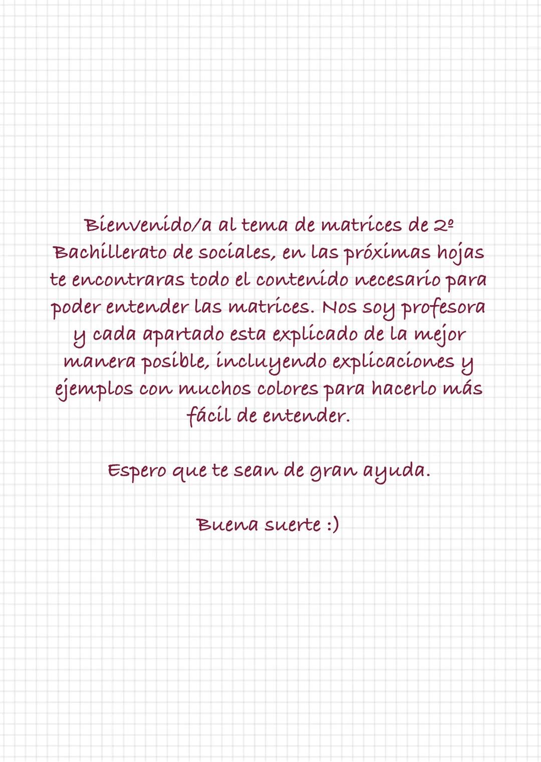 1º TRIMESTRE
TEMA 1:
MATRICES
Curso 2025-2026
2º BACHILLERATO SOCIALES
Apuntes realizados por: Paula Blanco Muñoz Bienvenido/a al tema