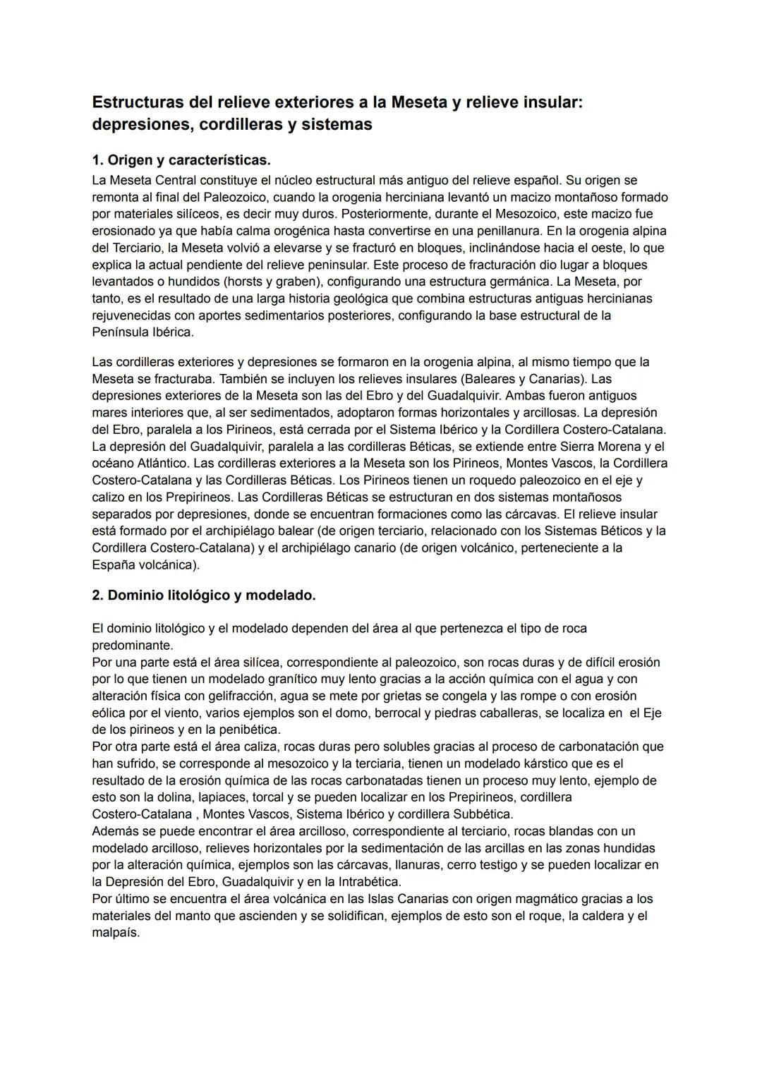 # TEMA 1. El Relieve: formación y características.
Caracterización de las unidades morfoestructurales del relieve español.
1. Configuració