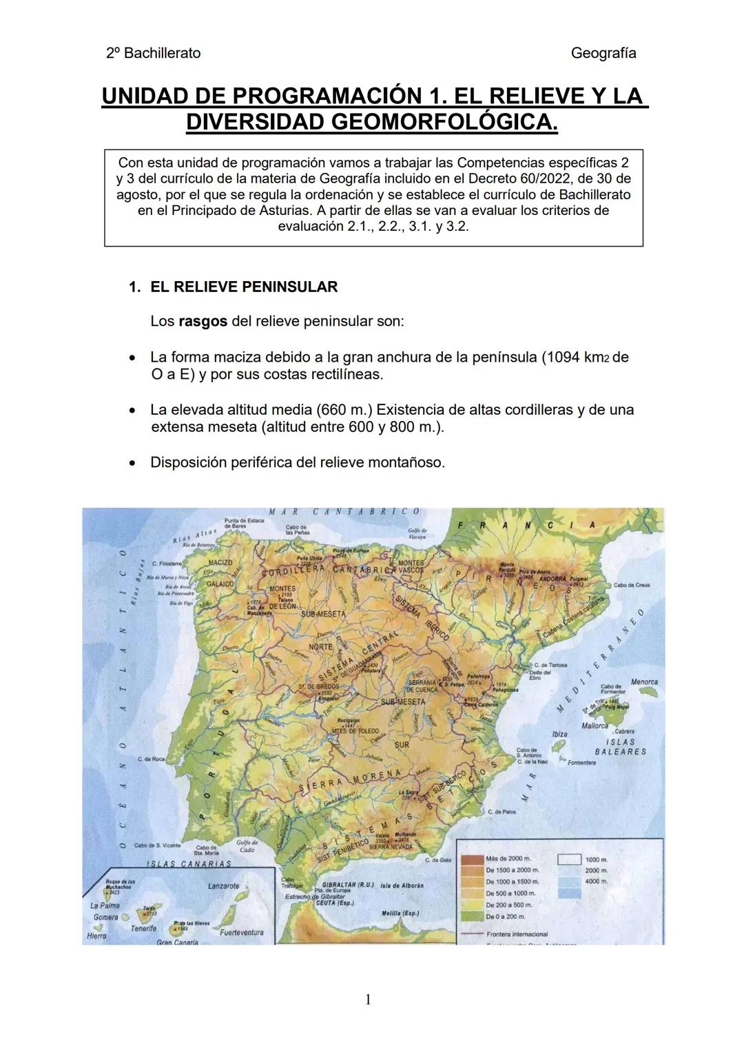 2º Bachillerato
Geografía
# UNIDAD DE PROGRAMACIÓN 1. EL RELIEVE Y LA
# DIVERSIDAD GEOMORFOLÓGICA.
Con esta unidad de programación vamos a