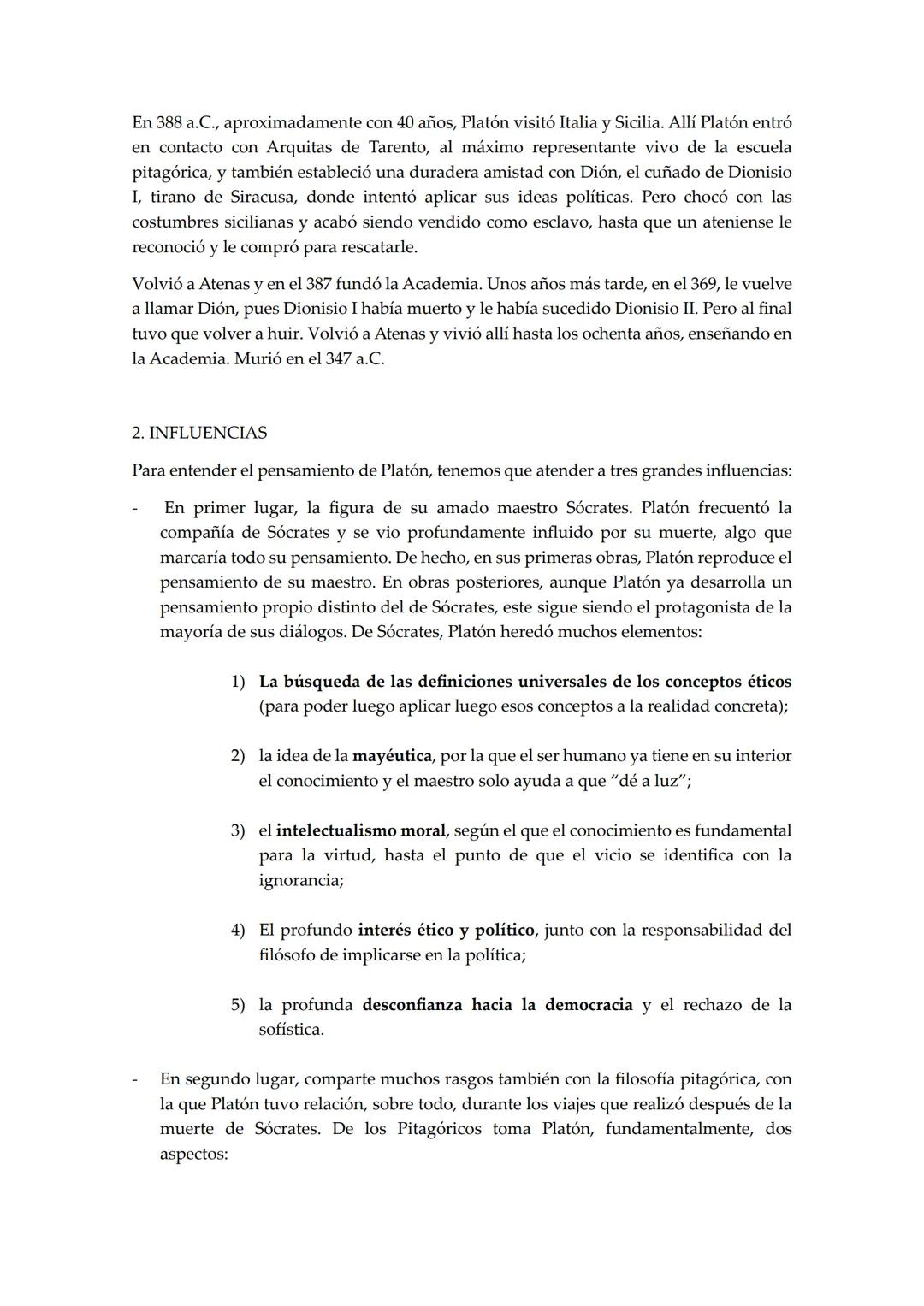 # TEMA 3. PLATÓN
Para entender la filosofía de Platón (que en realidad se llamaba Aristocles) es necesario
conocer algo de su biografía y d
