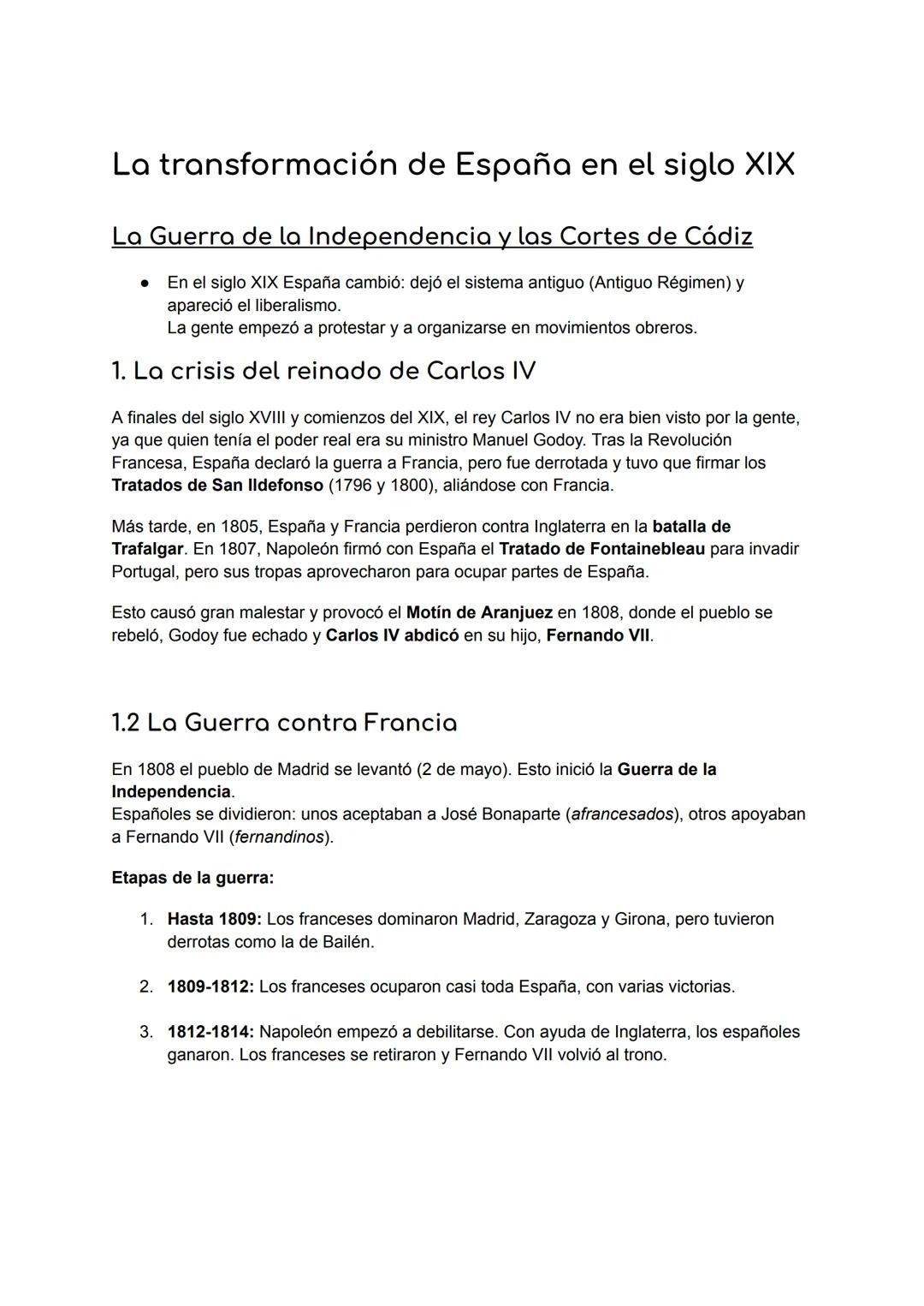 La transformación de España en el siglo XIX