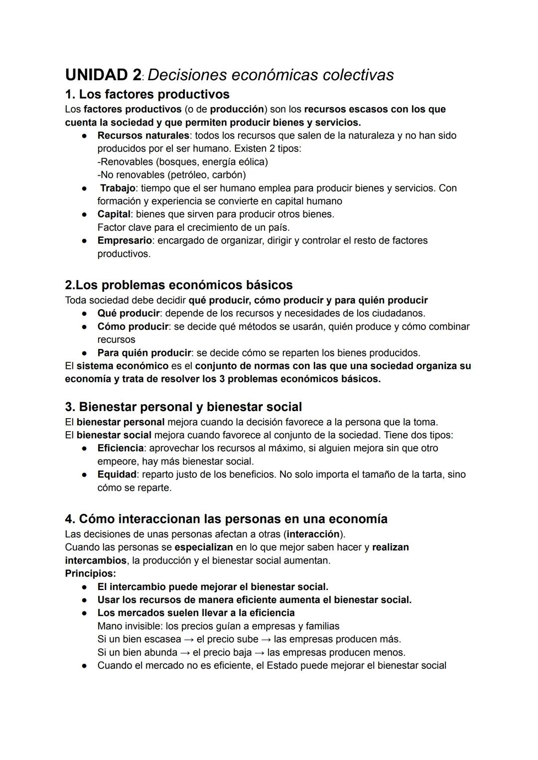 # UNIDAD 2: Decisiones económicas colectivas
1. Los factores productivos
Los factores productivos (o de producción) son los recursos escas