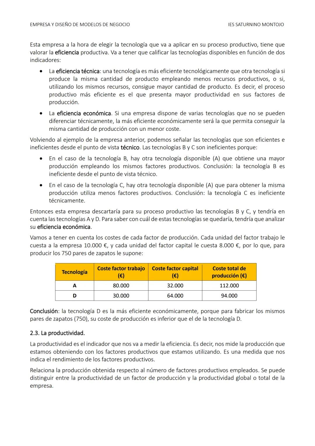 EMPRESA Y DISEÑO DE MODELOS DE NEGOCIO
IES SATURNINO MONTOJO
TEMA 4. LA FUNCIÓN DE PRODUCCIÓN.
1. PRODUCCIÓN Y PROCESO PRODUCTIVO.
1.1. E