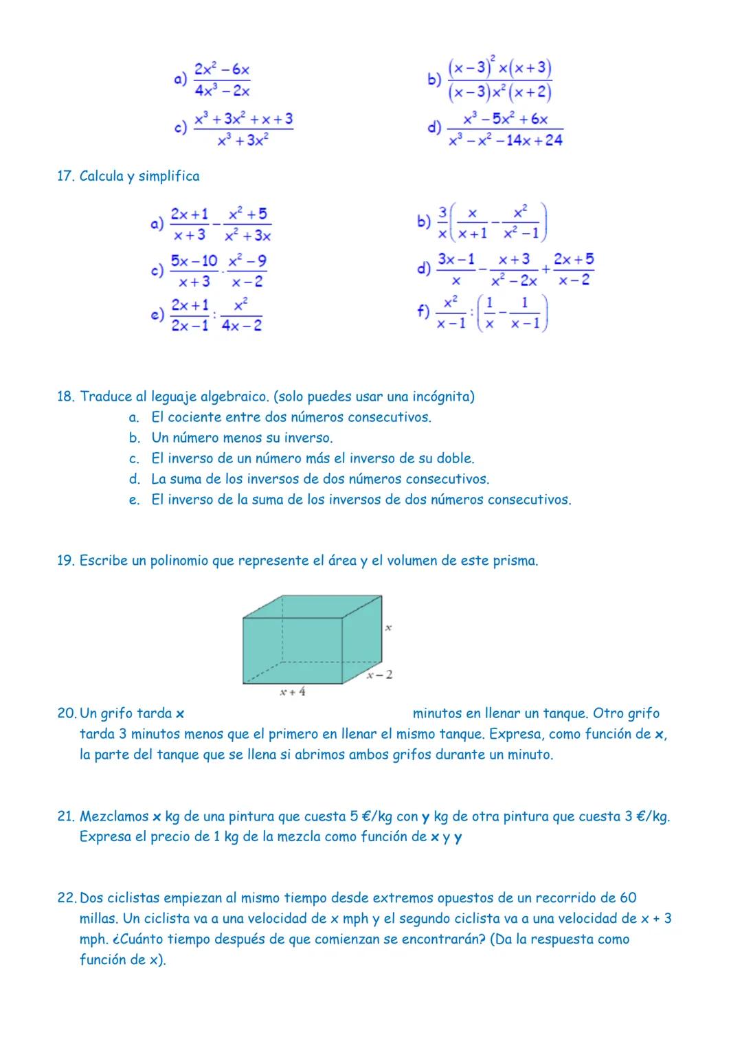 # UD 02 POLINOMIOS Y FRACCIONES ALGEBRAICAS
DIVISIÓN DE POLINOMIOS
División de monomios
$\frac{15x^5}{-5x^3} = -3x^2$
$\frac{6x^3}{5x^3}
