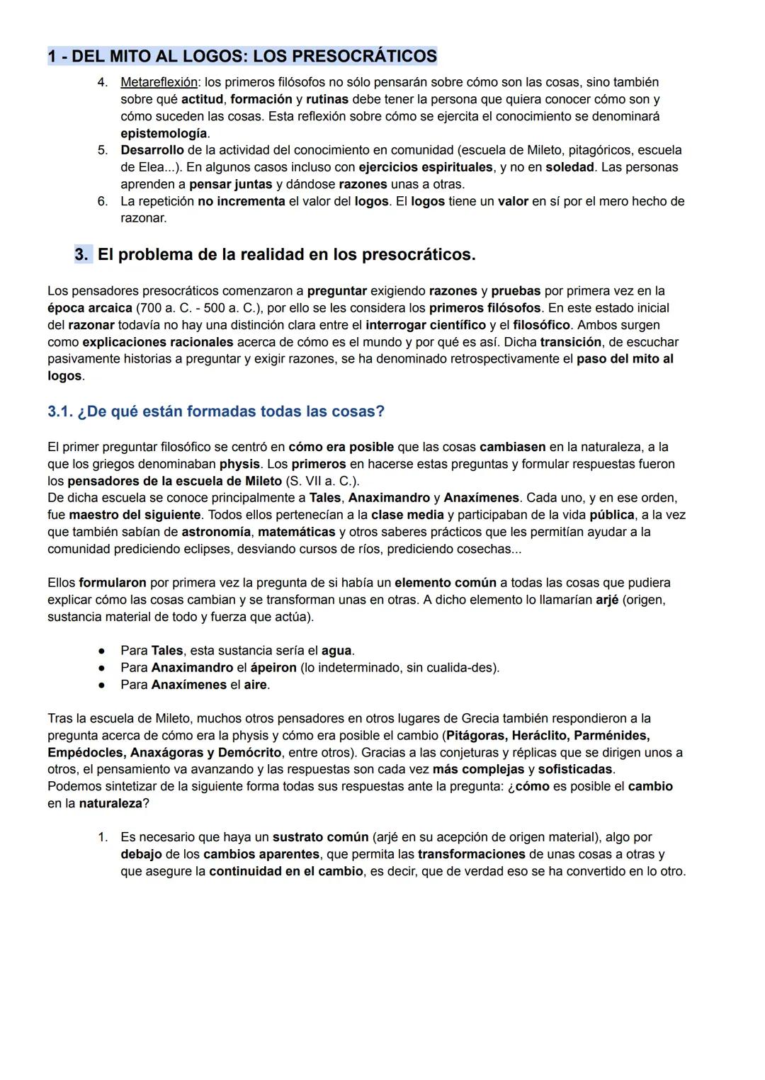 # 1- DEL MITO AL LOGOS: LOS PRESOCRÁTICOS
# 1. El origen de la filosofía en la Antigua Grecia
Se ha ubicado el origen de la filosofía en l