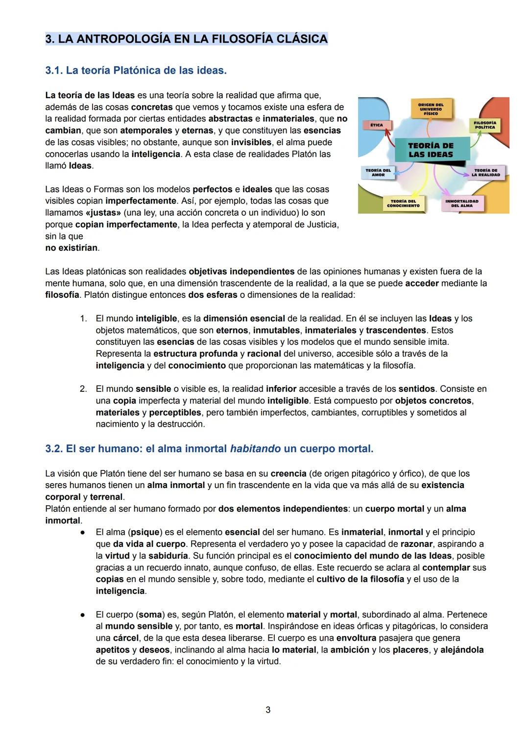3. LA ANTROPOLOGÍA EN LA FILOSOFÍA CLÁSICA
1. La reflexión sobre el ser humano en la antigua Grecia. Cuando la psicología era
filosofía.
P