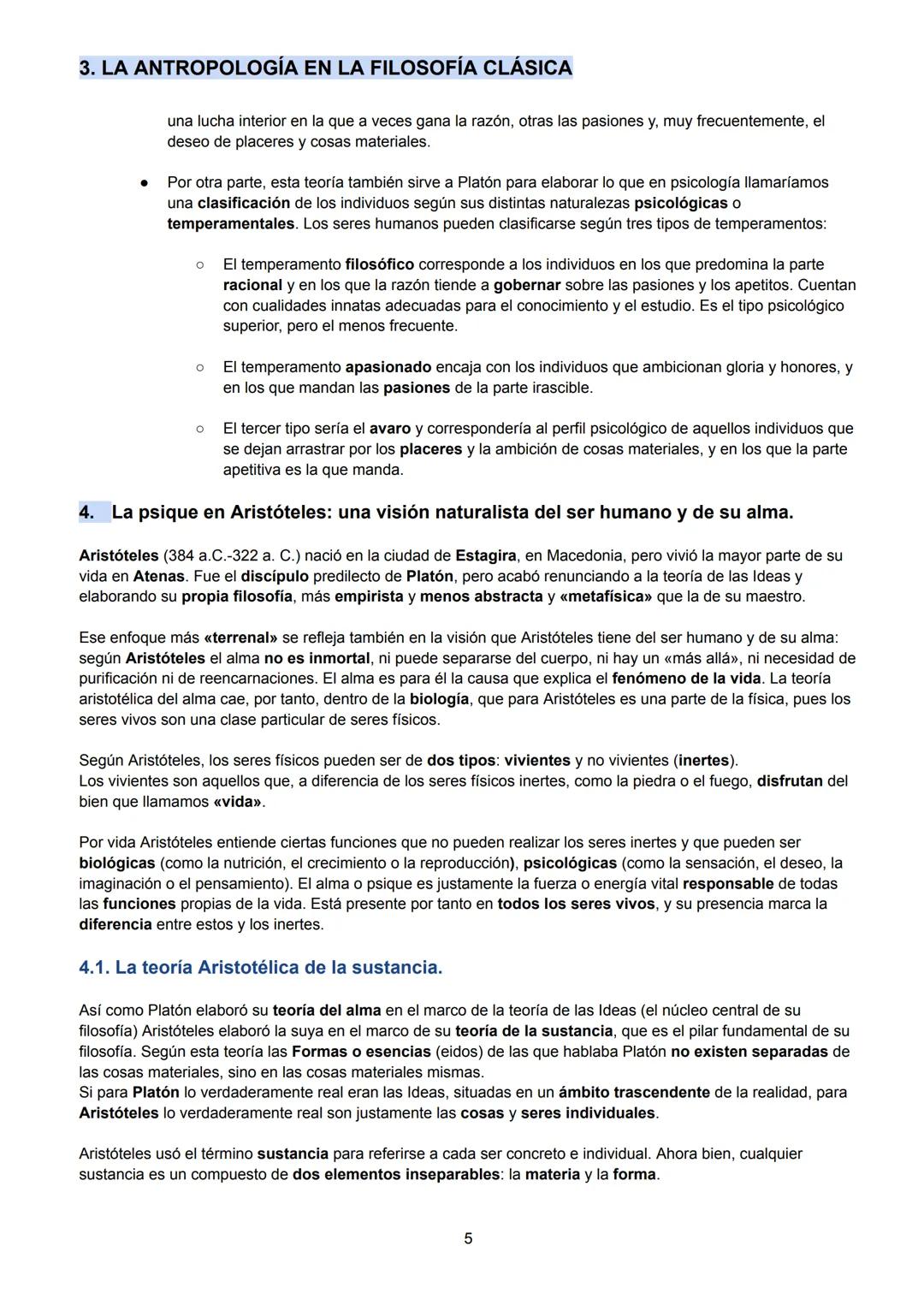 3. LA ANTROPOLOGÍA EN LA FILOSOFÍA CLÁSICA
1. La reflexión sobre el ser humano en la antigua Grecia. Cuando la psicología era
filosofía.
P