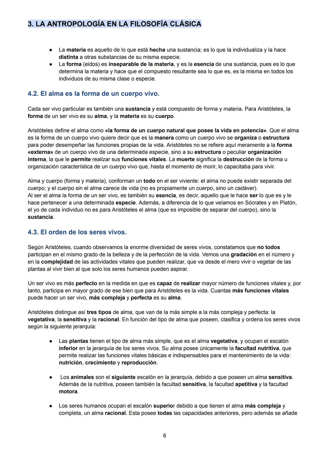 3. LA ANTROPOLOGÍA EN LA FILOSOFÍA CLÁSICA
1. La reflexión sobre el ser humano en la antigua Grecia. Cuando la psicología era
filosofía.
P