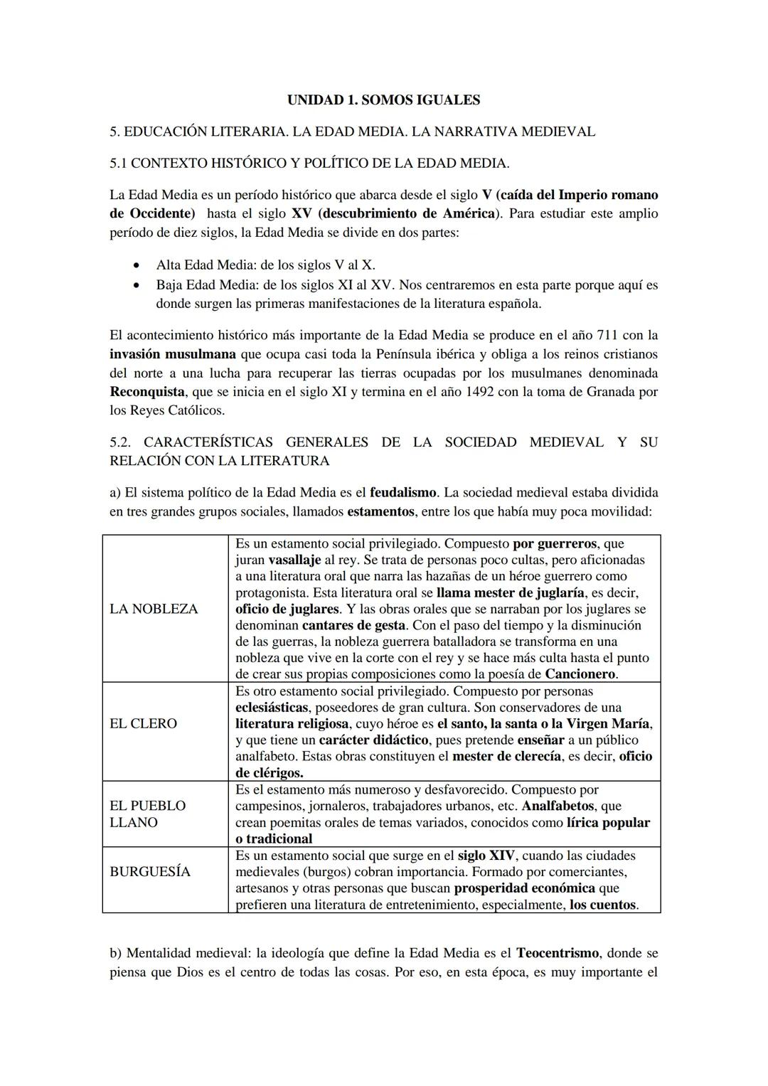 papel de la religión cristiana. Según el Teocentrismo, la vida humana es un camino de
sufrimiento necesario para poder alcanzar la vida eter
