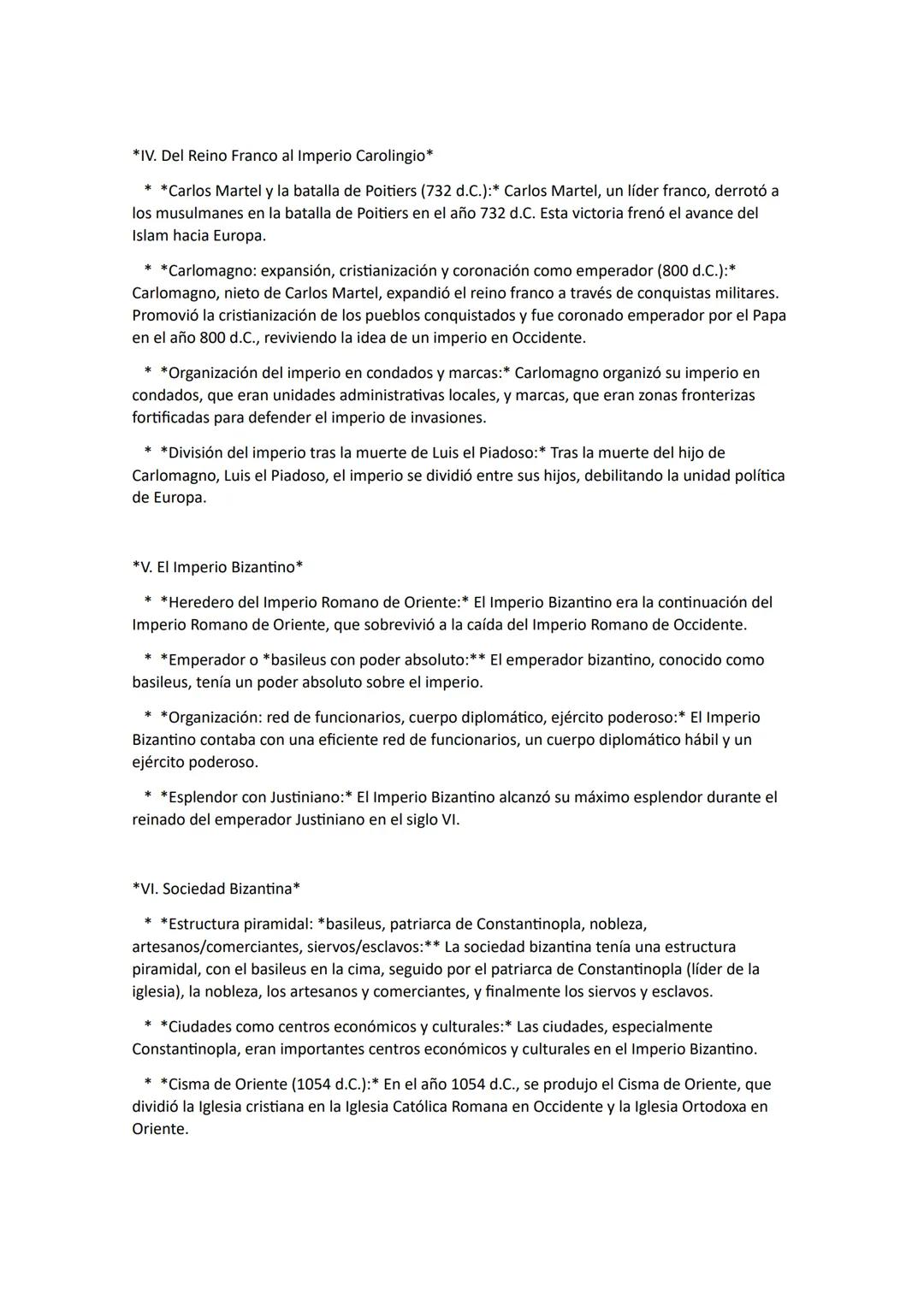 ¡Claro! Aquí tienes una explicación detallada de los puntos clave sobre el inicio de la Edad
Media:
*I. Fragmentación del Imperio Romano*