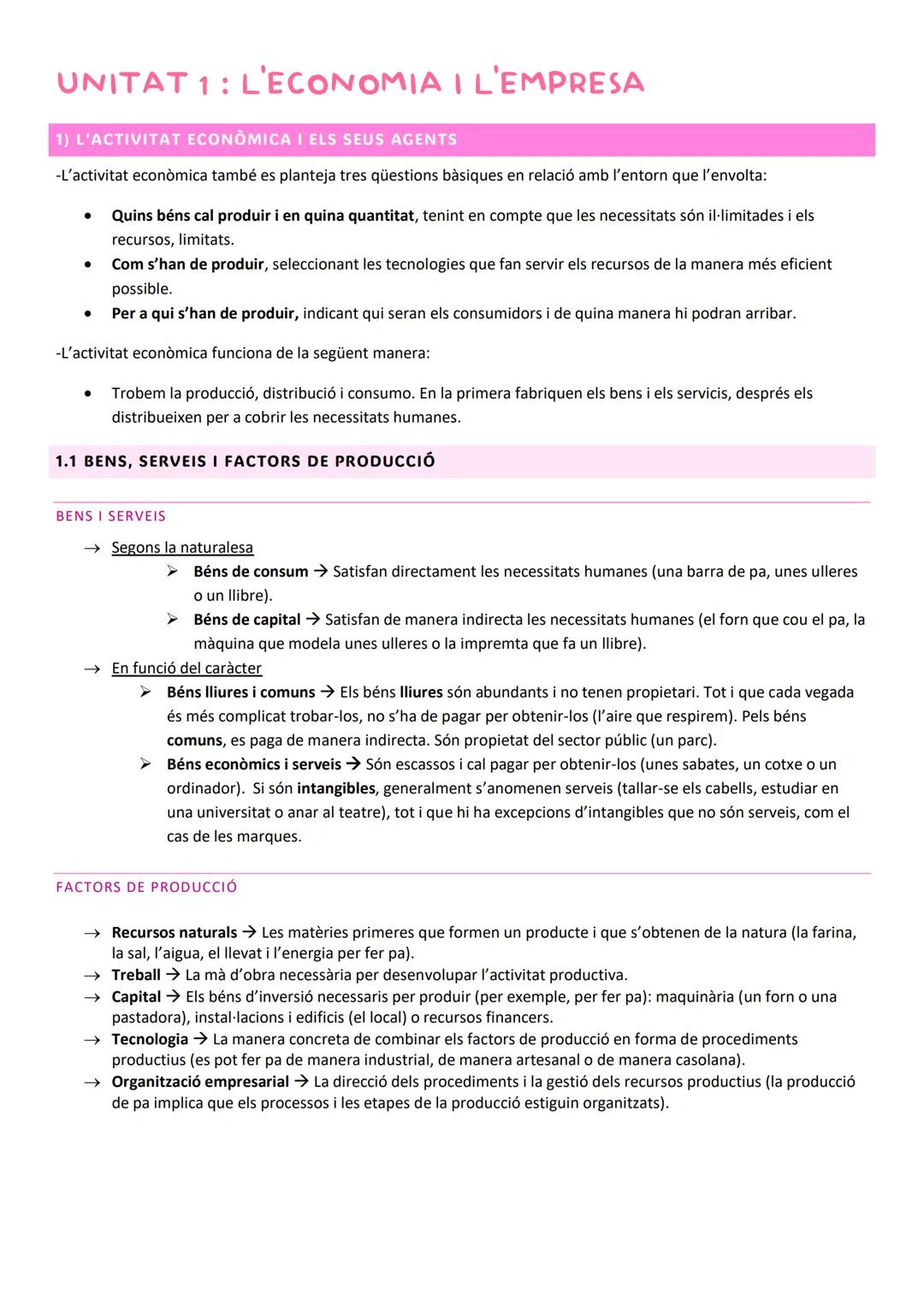 # UNITAT 1: L'ECONOMIA I L'EMPRESA
1) L'ACTIVITAT ECONÒMICA I ELS SEUS AGENTS
-L'activitat econòmica també es planteja tres qüestions bàsi
