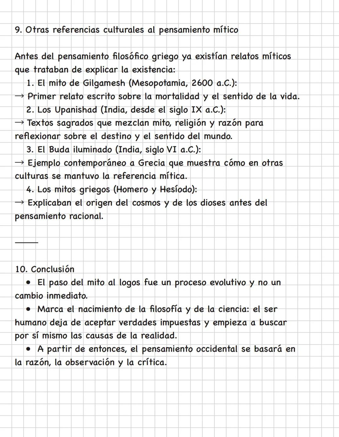 # del mytho al logos IIIEL PASO DEL MITO AL LOGOS
1. Contexto histórico
• La filosofía surge en Grecia alrededor del año 600 a.C., en las