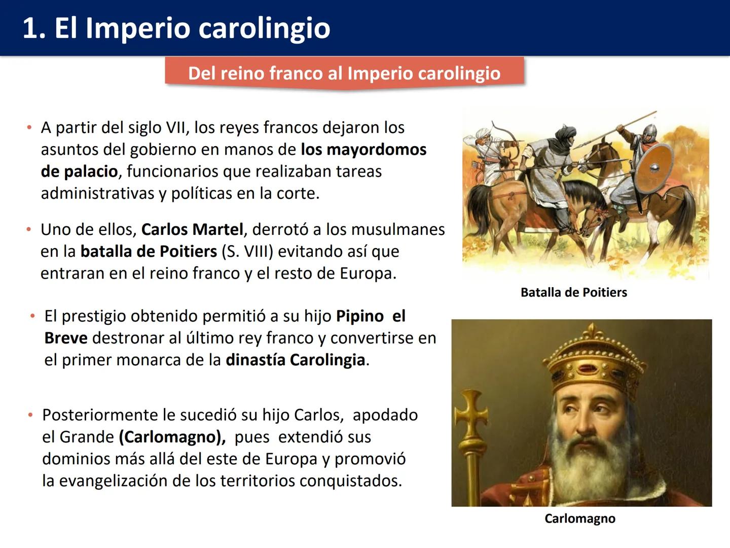 # Tema 6: El feudalismo (PLENA EDAD MEDIA)
1 El Imperio carolingio
2 El feudalismo
3 Economía y sociedad feudal
4 El papel de la Iglesia