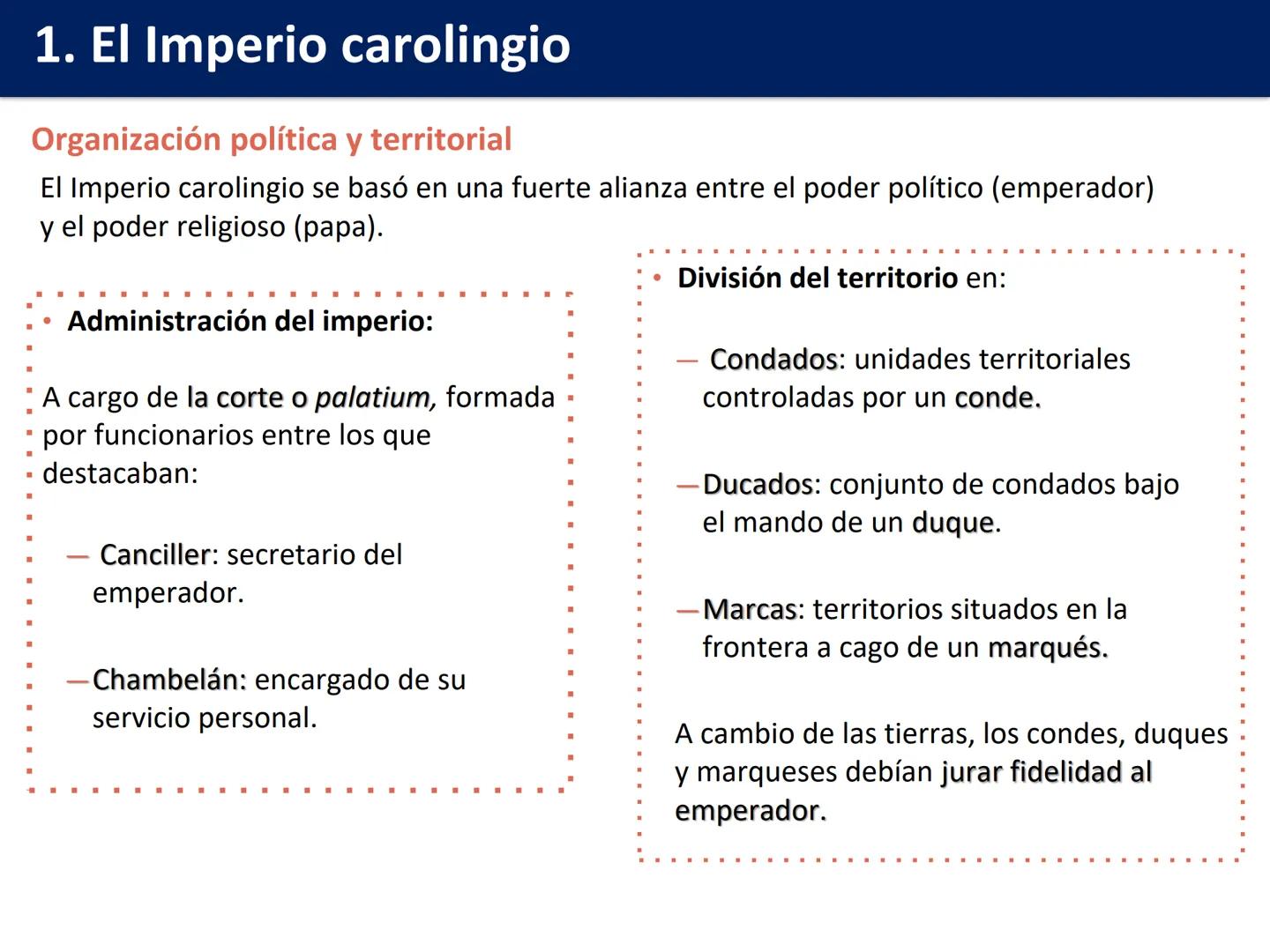 # Tema 6: El feudalismo (PLENA EDAD MEDIA)
1 El Imperio carolingio
2 El feudalismo
3 Economía y sociedad feudal
4 El papel de la Iglesia