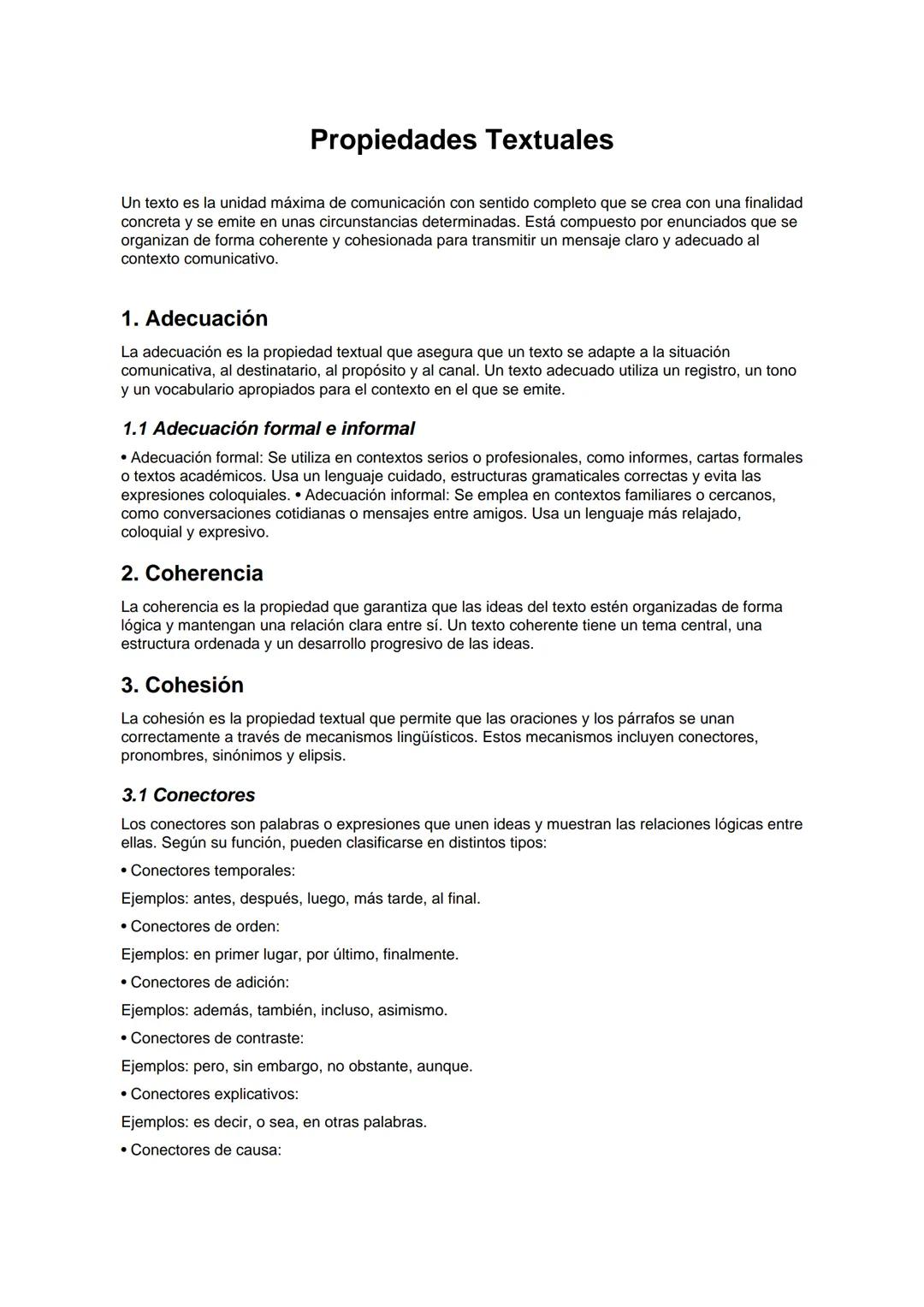 # Propiedades Textuales
Un texto es la unidad máxima de comunicación con sentido completo que se crea con una finalidad
concreta y se emite