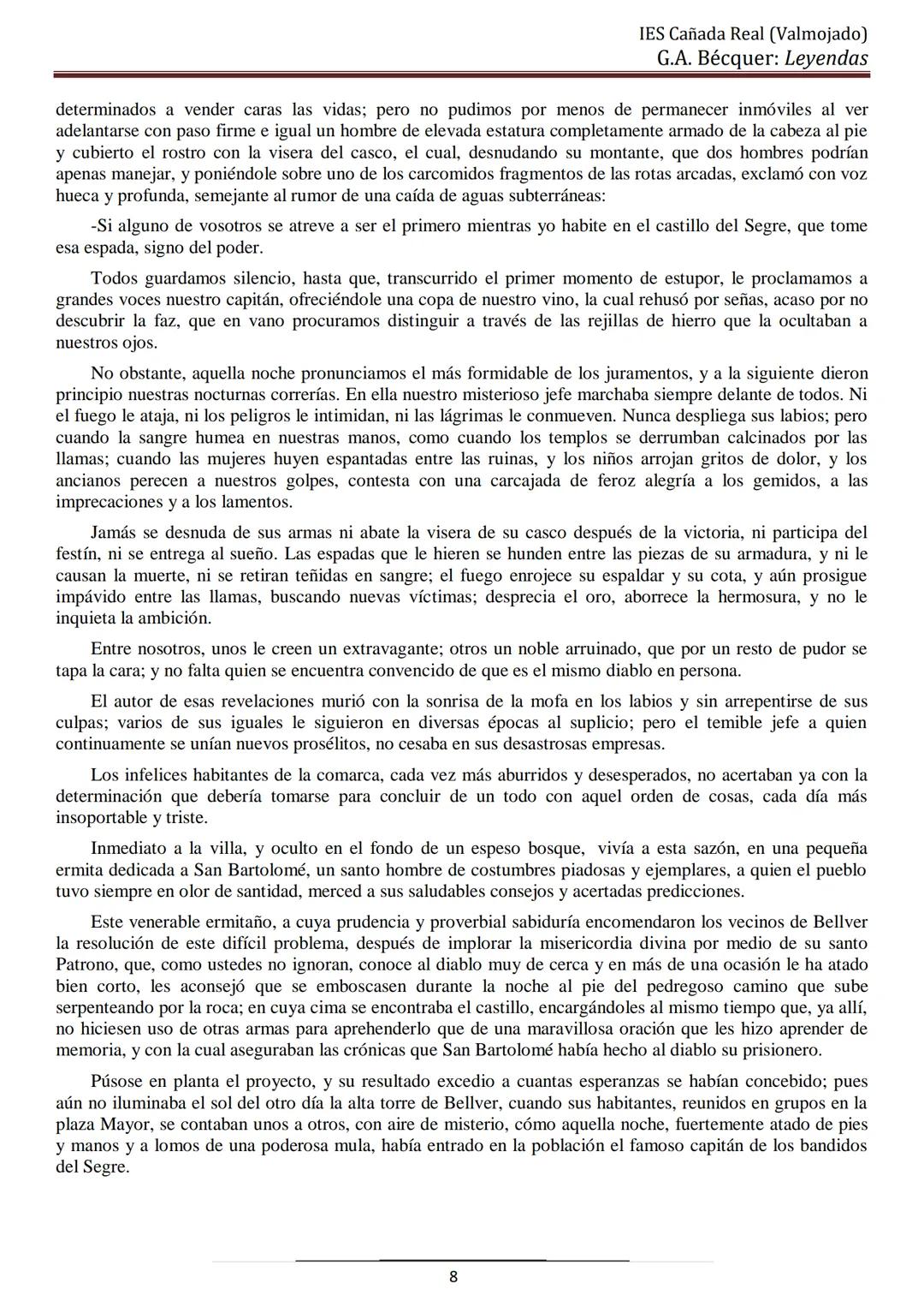 IES Cañada Real
Departamento de Lengua castellana y Literatura
# Leyendas
Gustavo Adolfo Bécquer
Me cuesta trabajo saber qué cosas he
so
