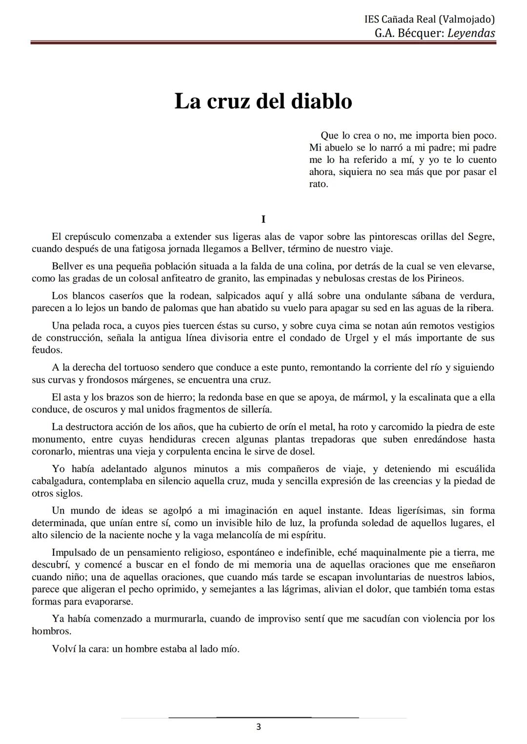 IES Cañada Real
Departamento de Lengua castellana y Literatura
# Leyendas
Gustavo Adolfo Bécquer
Me cuesta trabajo saber qué cosas he
so
