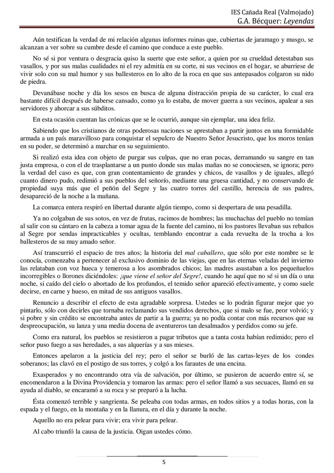IES Cañada Real
Departamento de Lengua castellana y Literatura
# Leyendas
Gustavo Adolfo Bécquer
Me cuesta trabajo saber qué cosas he
so