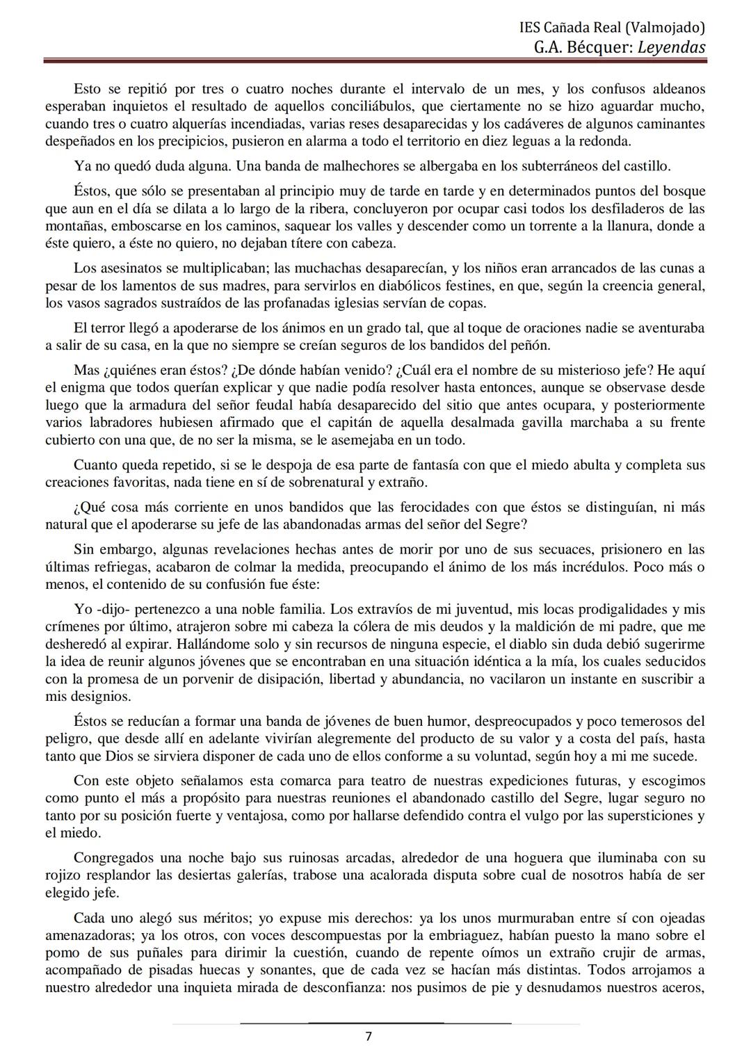 IES Cañada Real
Departamento de Lengua castellana y Literatura
# Leyendas
Gustavo Adolfo Bécquer
Me cuesta trabajo saber qué cosas he
so