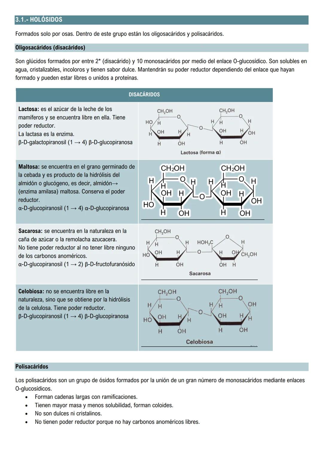 # Glúcidos
1. Estructura de los glúcidos
Son biomoléculas orgánicas formadas por carbono, hidrógeno y oxígeno. Su fórmula molecular es $C_