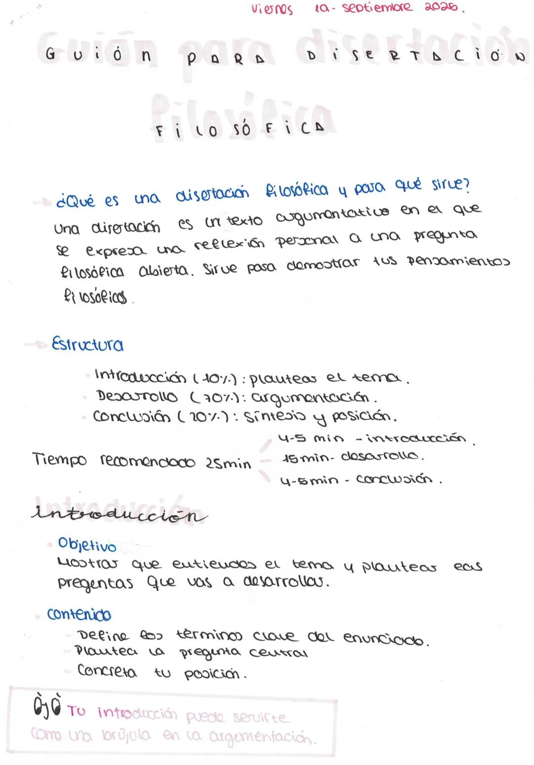 viernes 1a-septiemlore 2026.
Guión PARA DISERTACIÓN
FILO SÓFICA
¿Qué es una disertación filosófica y para qué sirve?
una disertación es