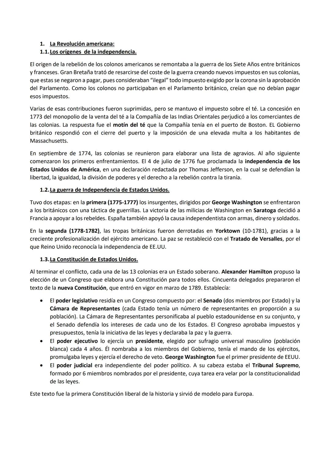 Tema 2 Historia del Mundo Contemporáneo 1°Bachillerato