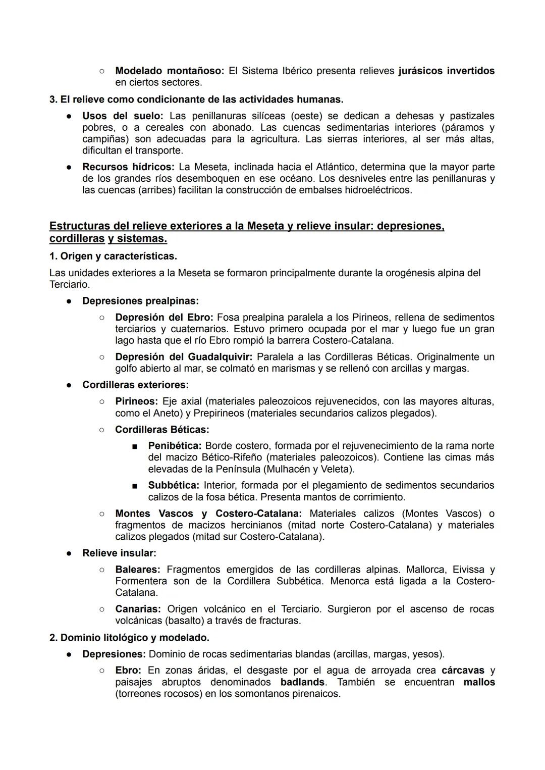 # BLOQUE B. LISTADO DE TEMAS Y EPÍGRAFES PARA LAS
PREGUNTAS 1 Y 3
## El relieve: Formación y características
Caracterización de las unidad