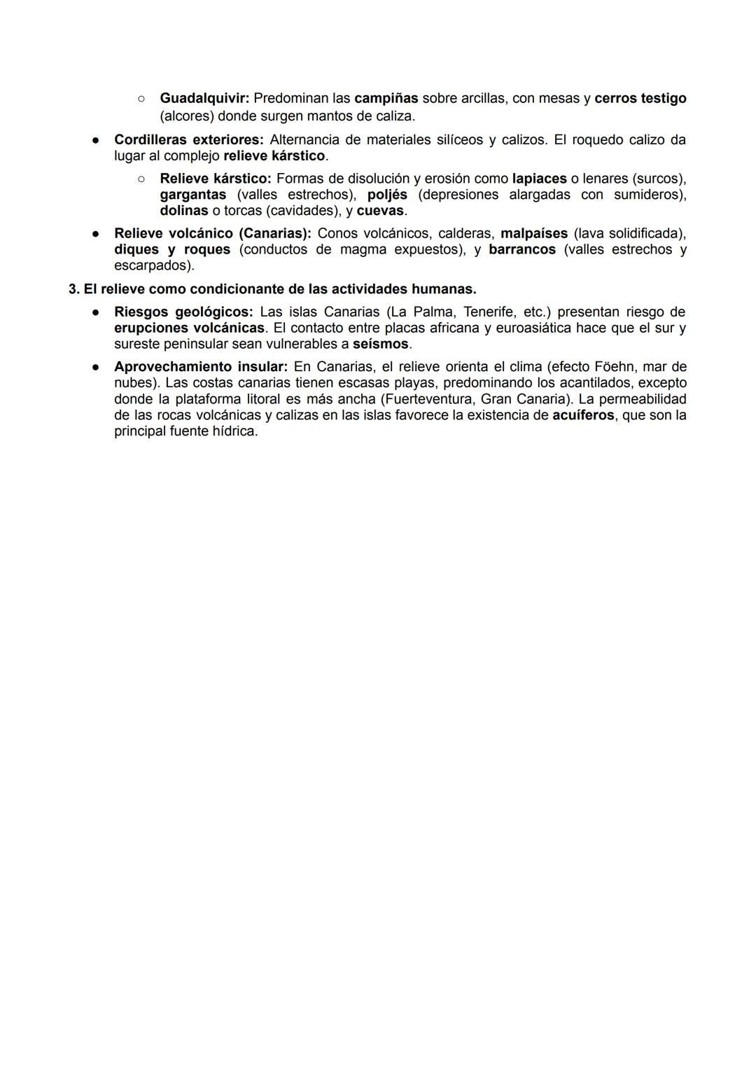 # BLOQUE B. LISTADO DE TEMAS Y EPÍGRAFES PARA LAS
PREGUNTAS 1 Y 3
## El relieve: Formación y características
Caracterización de las unidad
