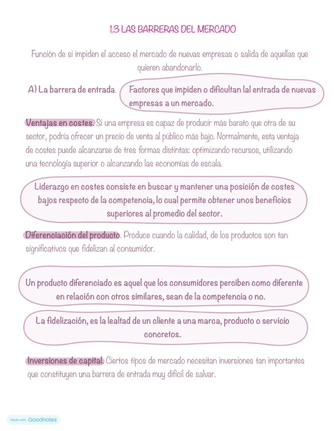 TEMA 5
TIPOS DE MERCADOS
1.1 CARACTERISTICAS DE LOS MERCADOS
N° de empresas
→ Factor más relevante, medida que condiciona la fijación de l