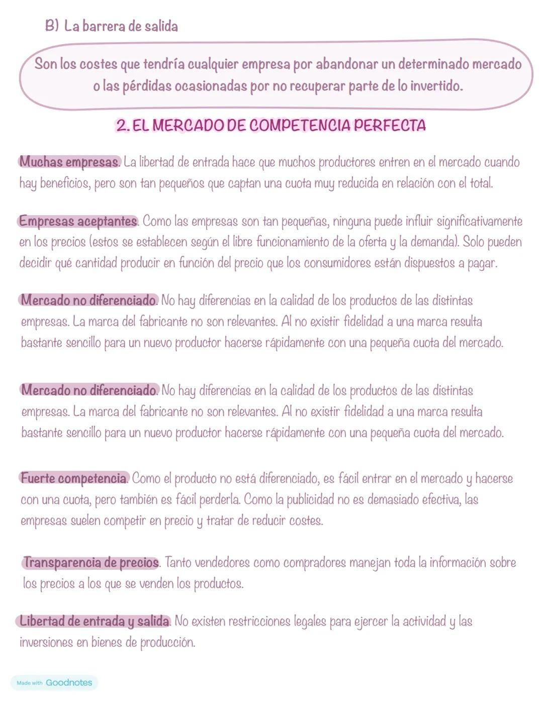 TEMA 5
TIPOS DE MERCADOS
1.1 CARACTERISTICAS DE LOS MERCADOS
N° de empresas
→ Factor más relevante, medida que condiciona la fijación de l
