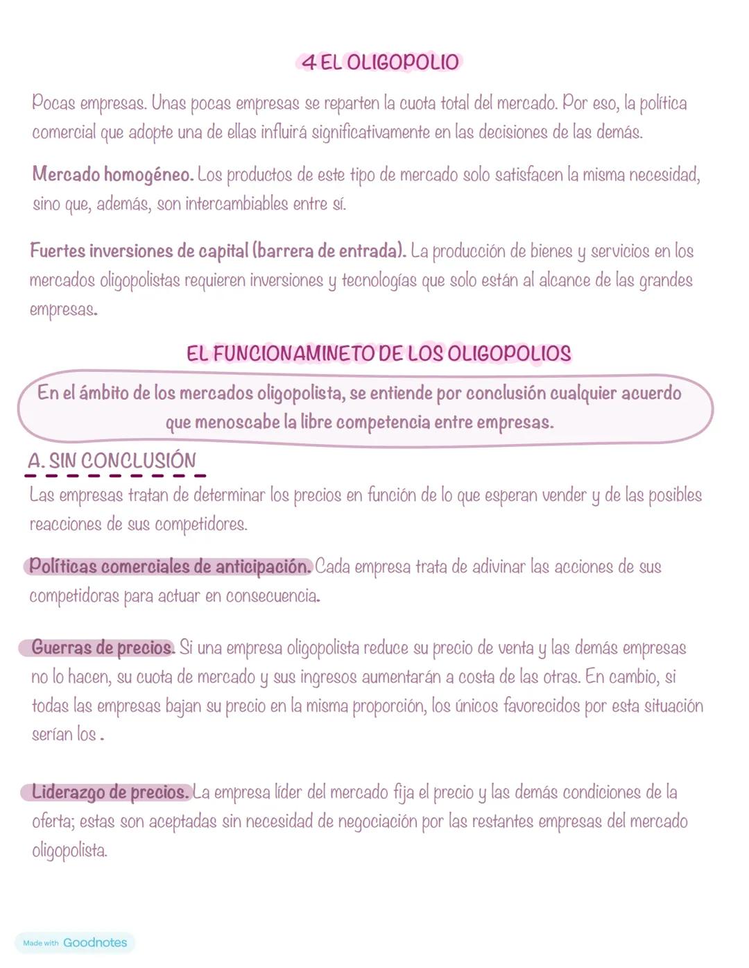 TEMA 5
TIPOS DE MERCADOS
1.1 CARACTERISTICAS DE LOS MERCADOS
N° de empresas
→ Factor más relevante, medida que condiciona la fijación de l