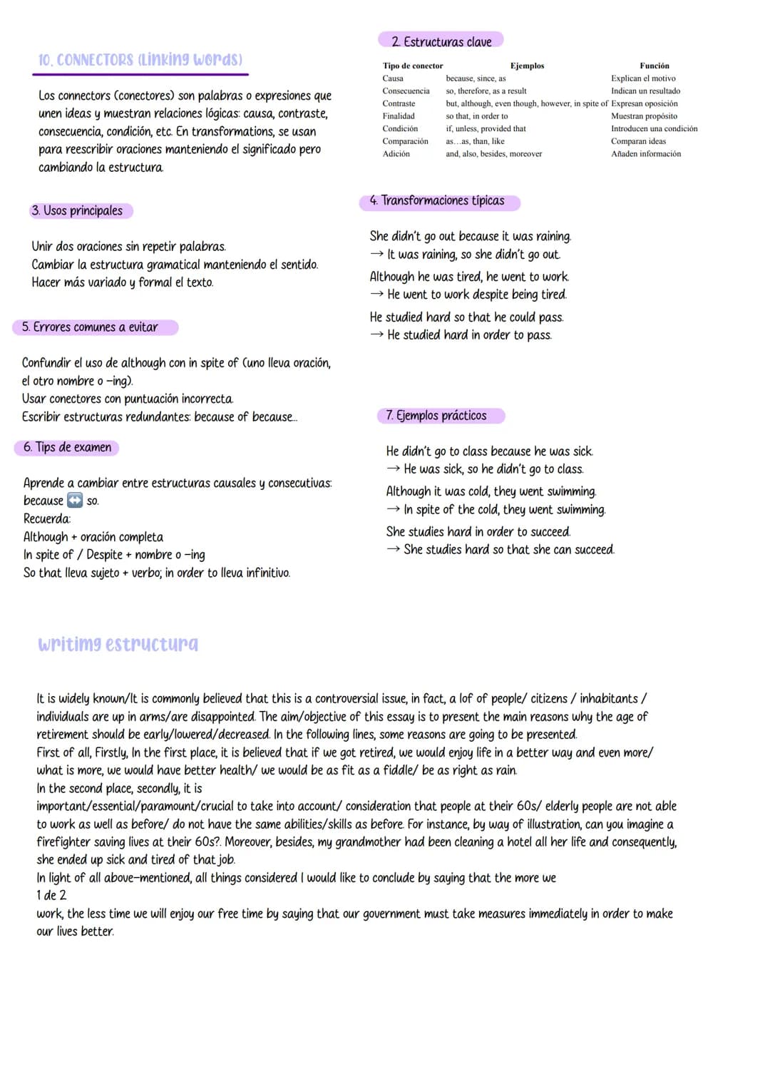 Inglés # 1. TENSE REVIEW
El tense review (repaso de tiempos verbales) es
fundamental en las sentence transformations, ya
que muchos ejercic