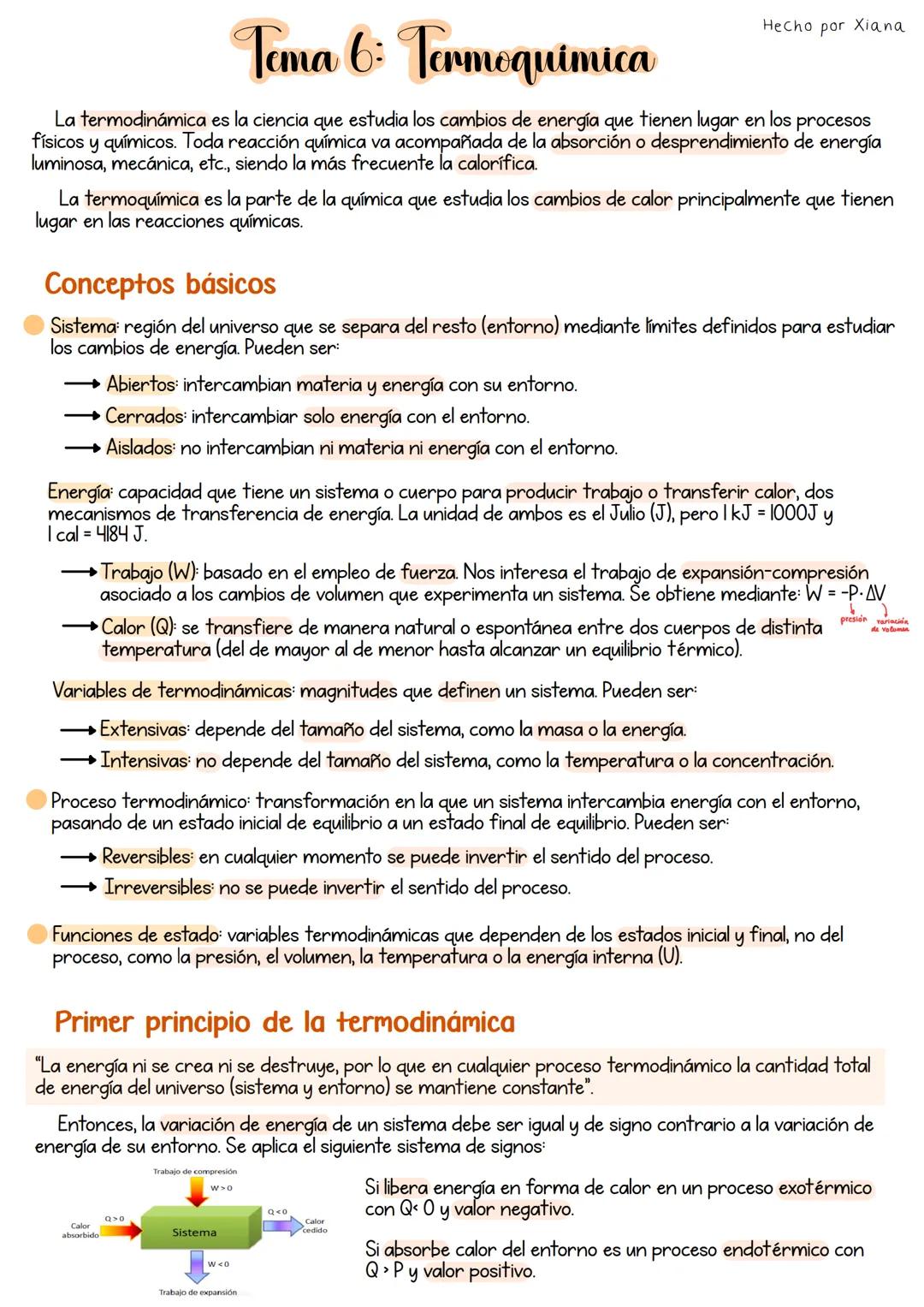 # Tema 6: Termoquímica
Hecho por Xiana
La termodinámica es la ciencia que estudia los cambios de energía que tienen lugar en los procesos
f