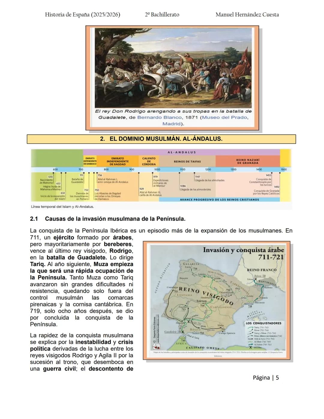 Historia de España (2025/2026)
2º Bachillerato
Manuel Hernández Cuesta
BLOQUE 1. LA PENÍNSULA IBÉRICA DESDE LOS PRIMEROS HUMANOS HASTA LA
D