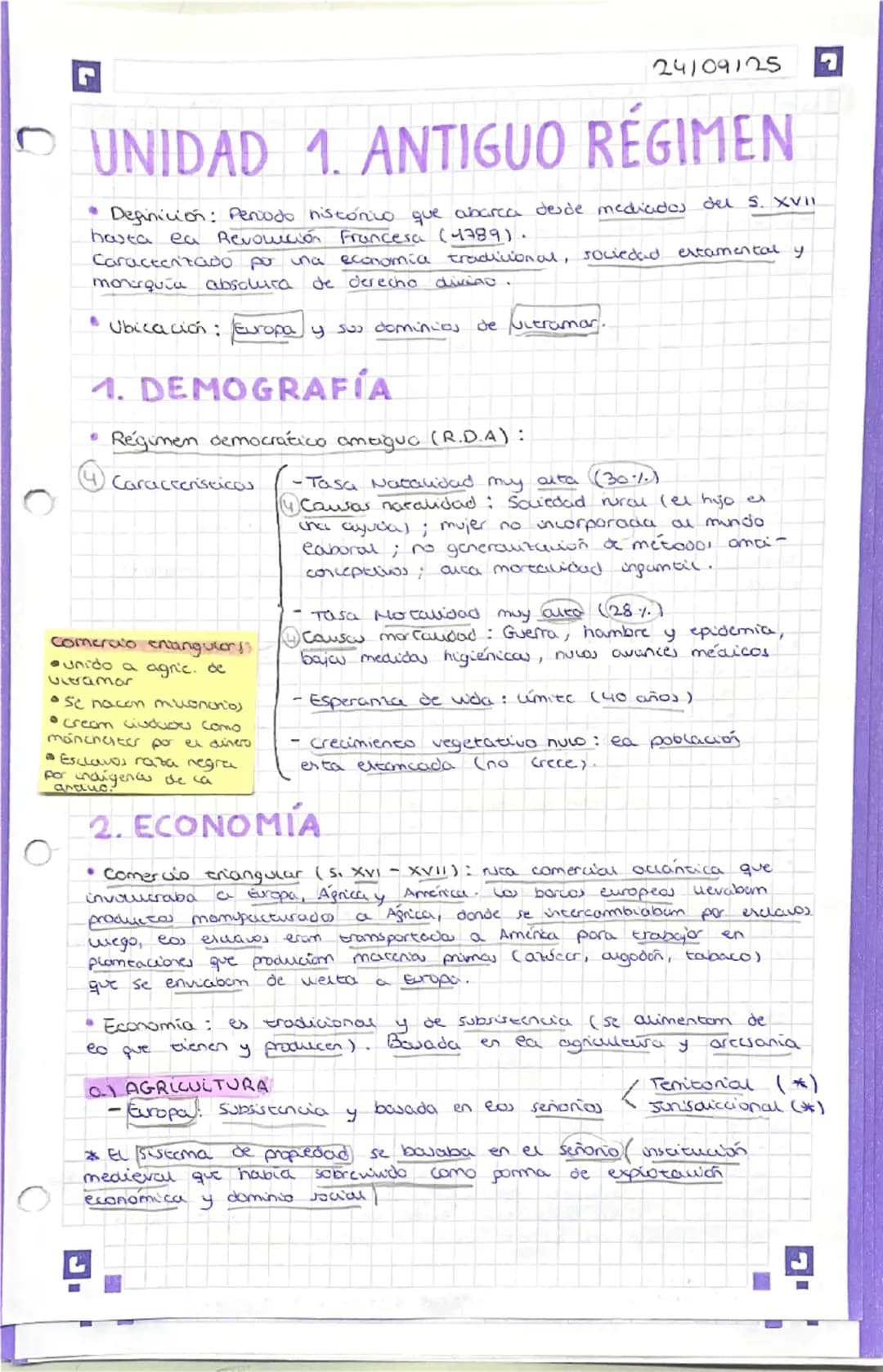24/09/25
# UNIDAD 1. ANTIGUO RÉGIMEN
- Definición: Periodo histórico que abarca desde mediados del s. XVII hasta ea Revolución Francesa (1
