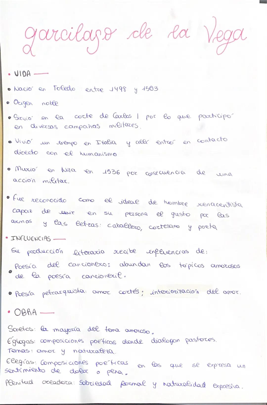 garcilaso de la Vega
VIDA
• Nació en Toledo entre 1498 y 1503
• Origen noble
• Sievio en la corte de Carlos I por lo que participó en di
