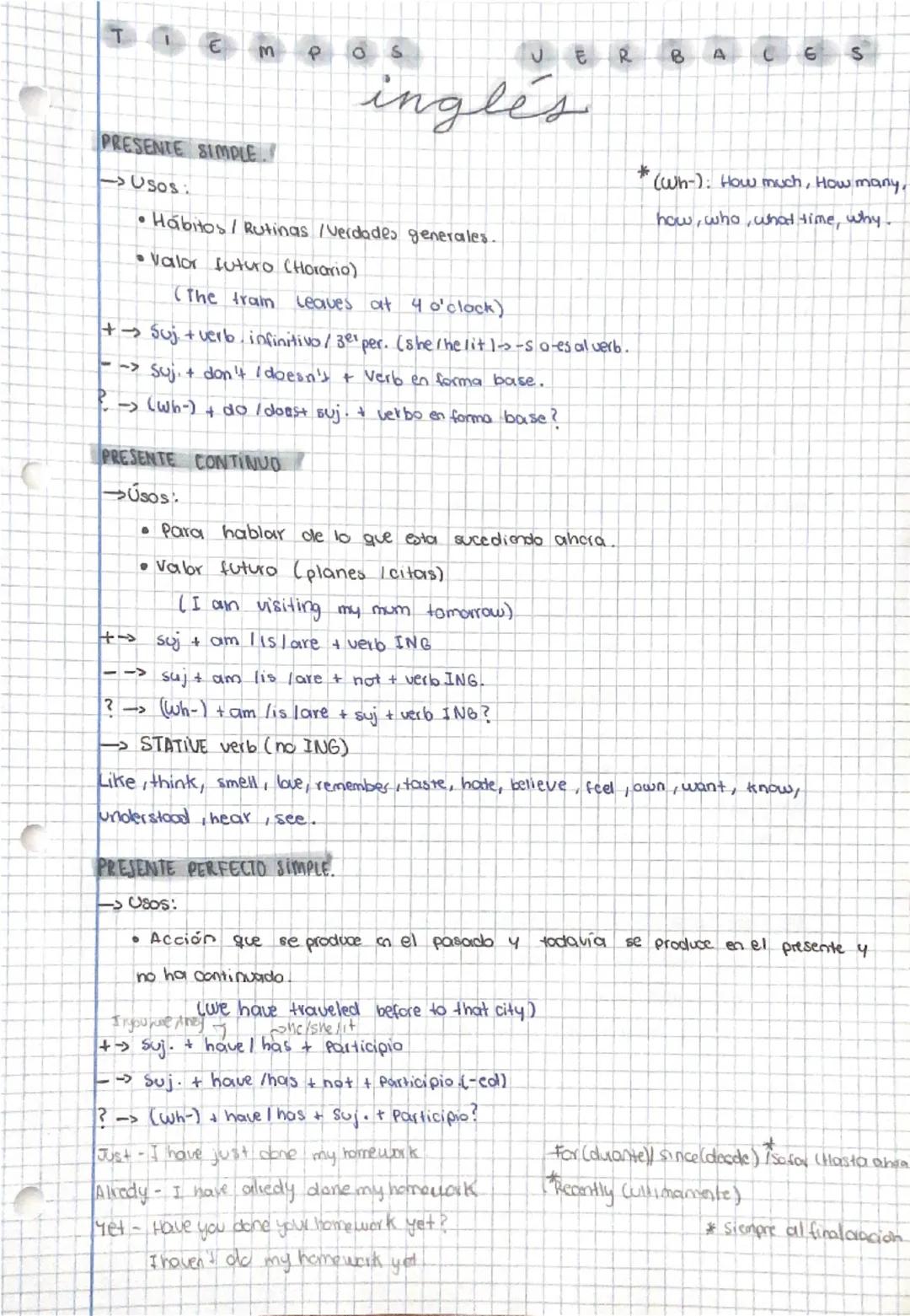 Apuntes tiempos verbales ingles