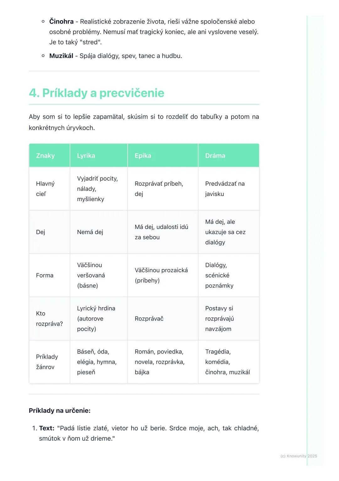 # Literárne druhy a žánre
1. Úvod do literárnych druhov a žánrov
Keď čítame knihy alebo pozeráme divadlo, stretávame sa s rôznymi typmi
pr