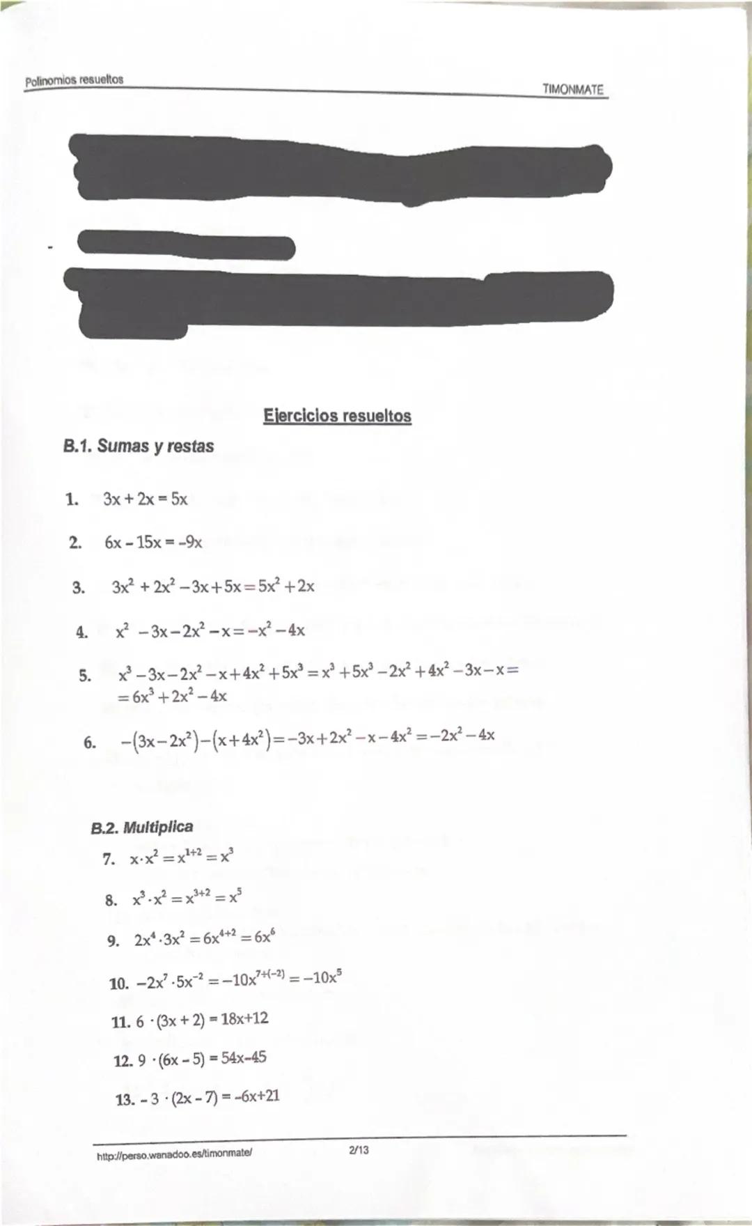 # Polinomios y Monomios
1.- Escribe la expresión algebraica correspondiente:
| Enunciado