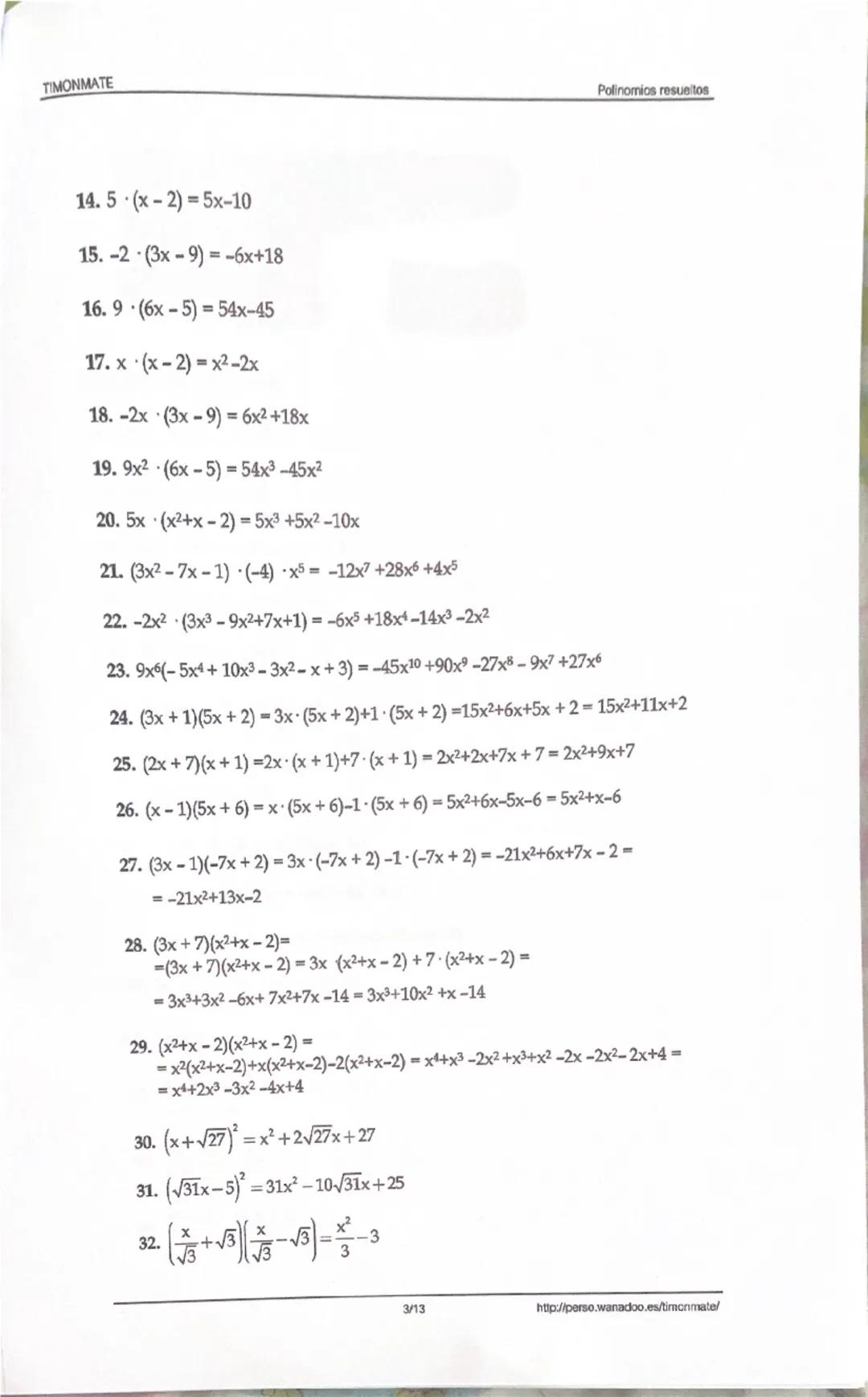 # Polinomios y Monomios
1.- Escribe la expresión algebraica correspondiente:
| Enunciado