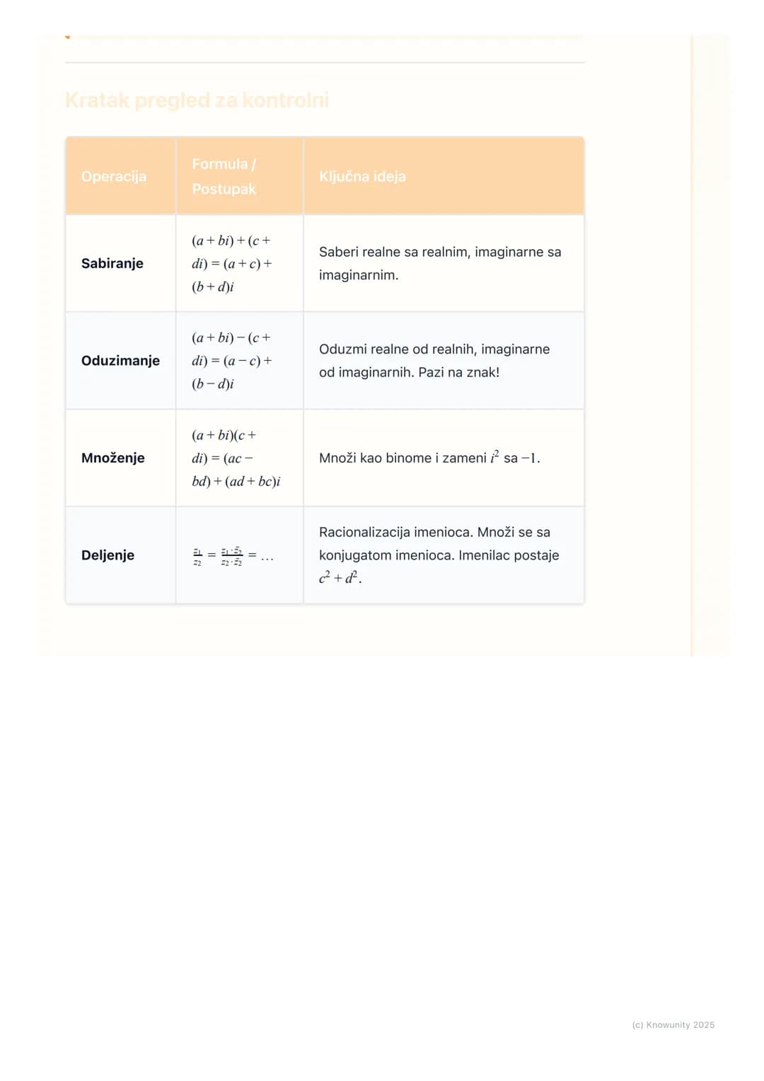 # Operacije sa kompleksnim
brojevima
Uvod u operacije sa kompleksnim brojevima
Kao i sa realnim brojevima, sa kompleksnim brojevima takođe